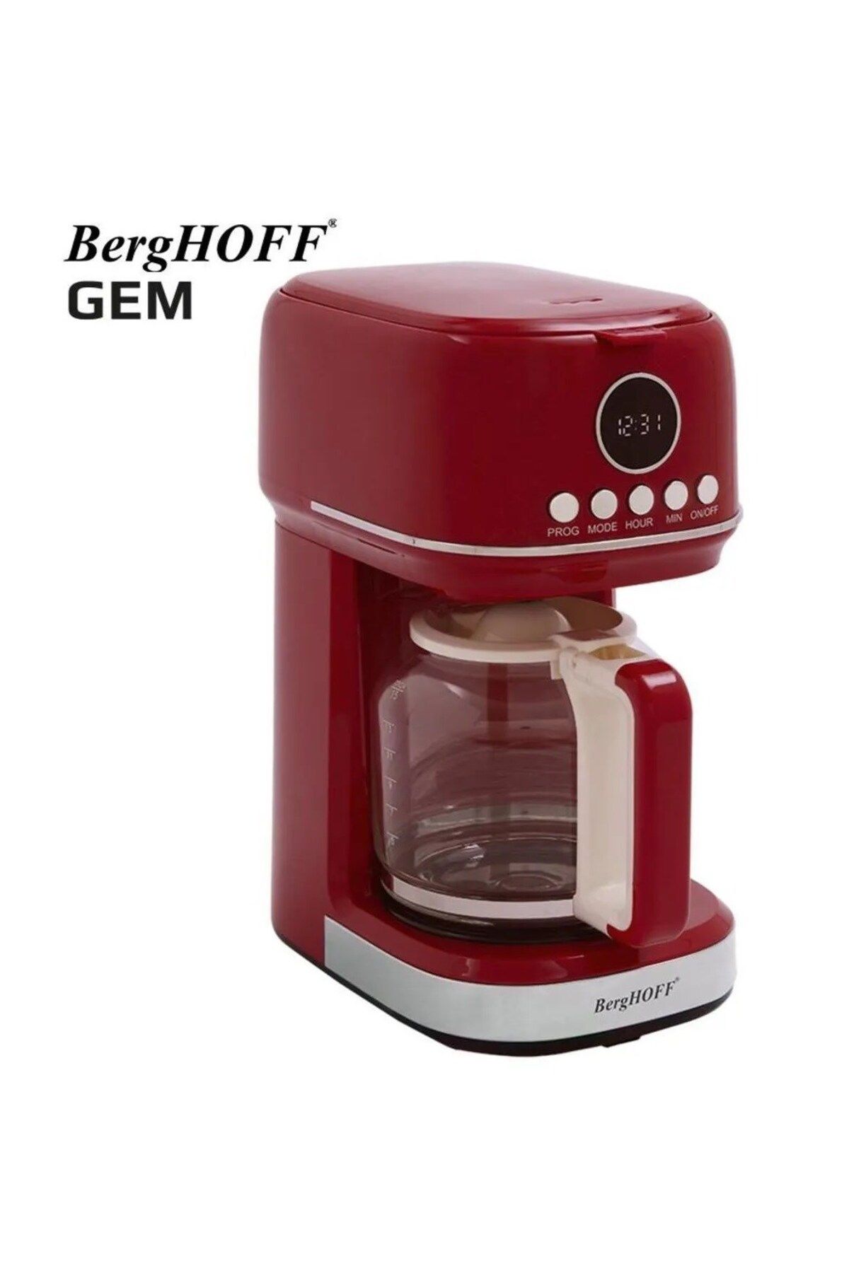 Berghoff-Gem Retro Red Filter Coffee Maker + 1.7 Lt Retro Kettle Water Heater 4