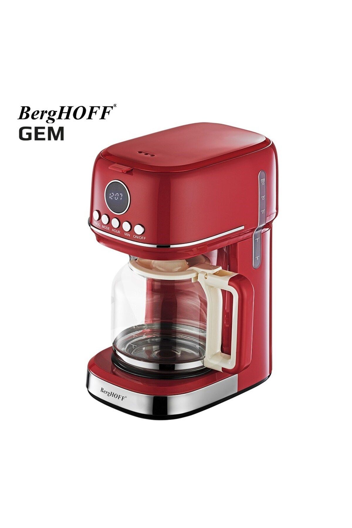 Berghoff-Gem Retro Red Filter Coffee Maker + 1.7 Lt Retro Kettle Water Heater 3