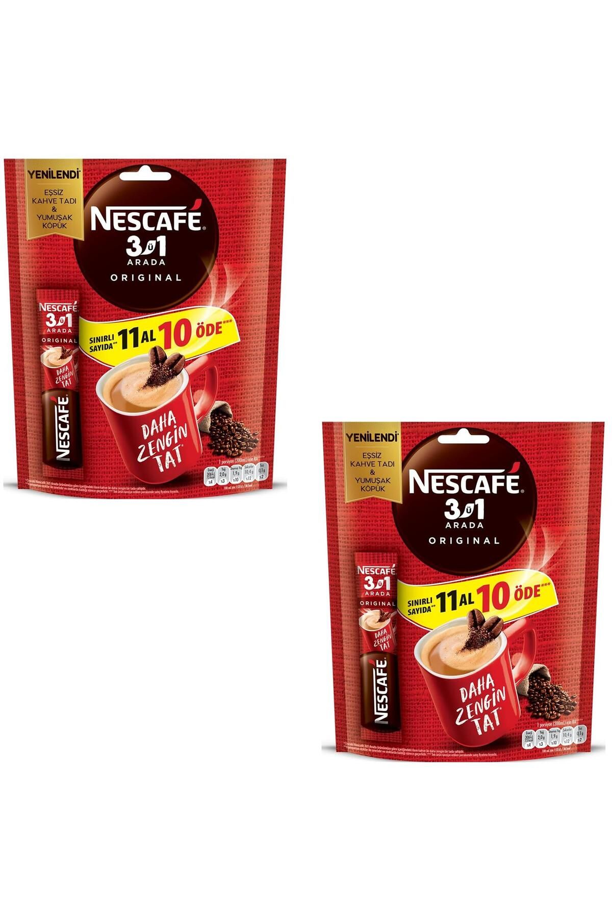 Nescafe 3'ü 1 Arada Original Kahve 11 Al 10 Öde 11 X 17.5g 2 Adet