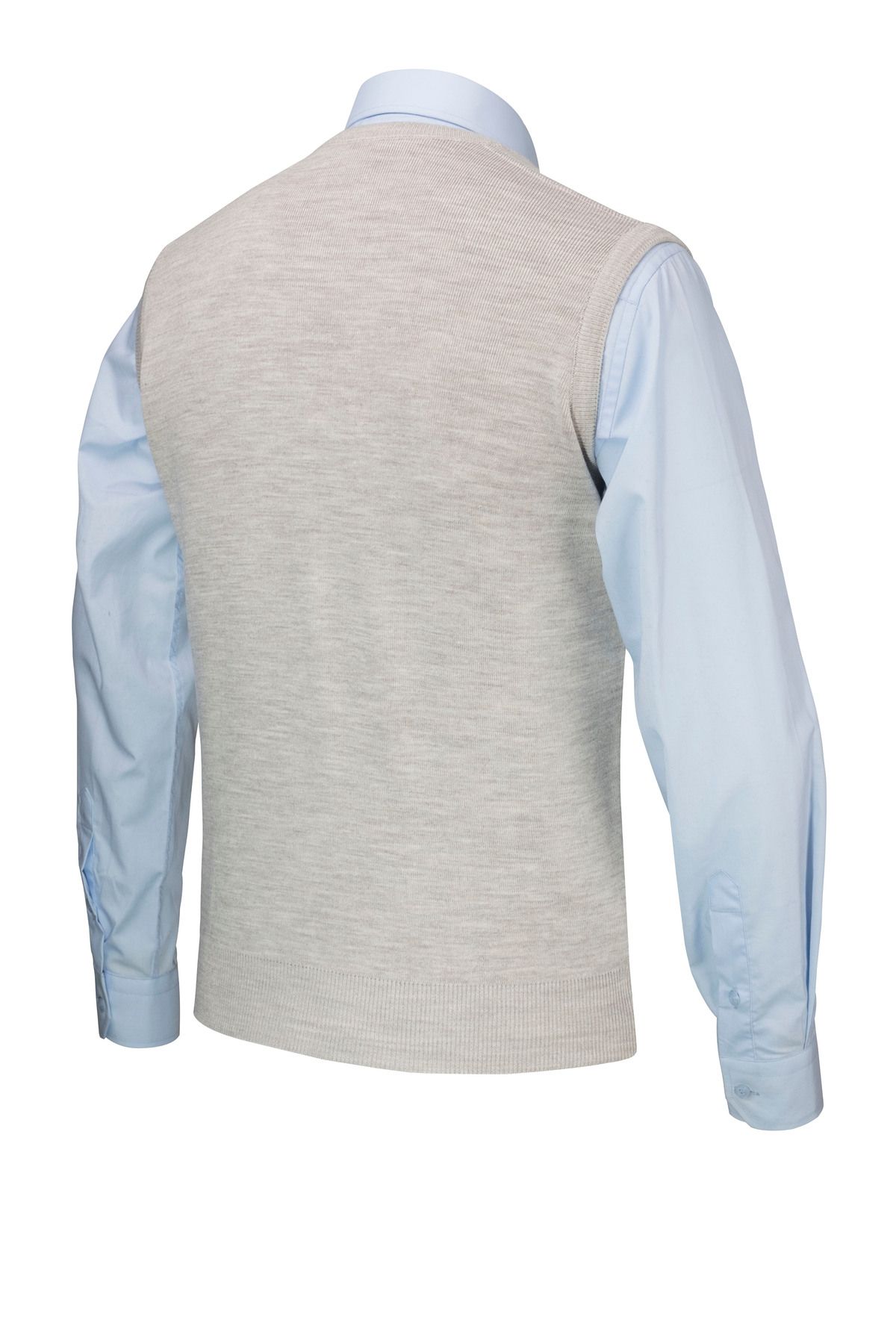 جلیقه بافت سایز بزرگ خاکستری مردانه لباس بافتنی 'S SIZE V NECK بافندگی فولادی Çizgi Triko