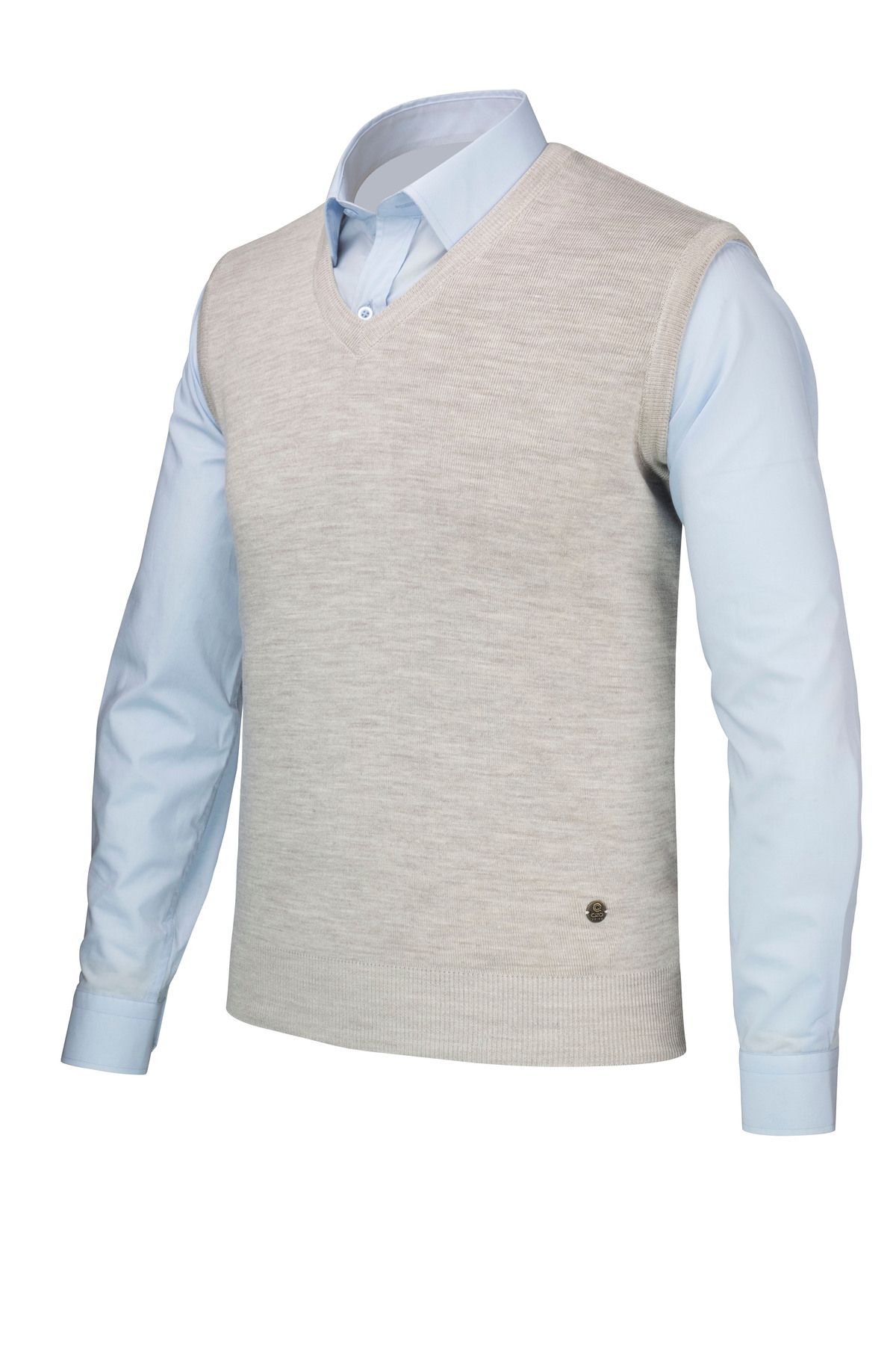 جلیقه بافت سایز بزرگ خاکستری مردانه لباس بافتنی 'S SIZE V NECK بافندگی فولادی Çizgi Triko