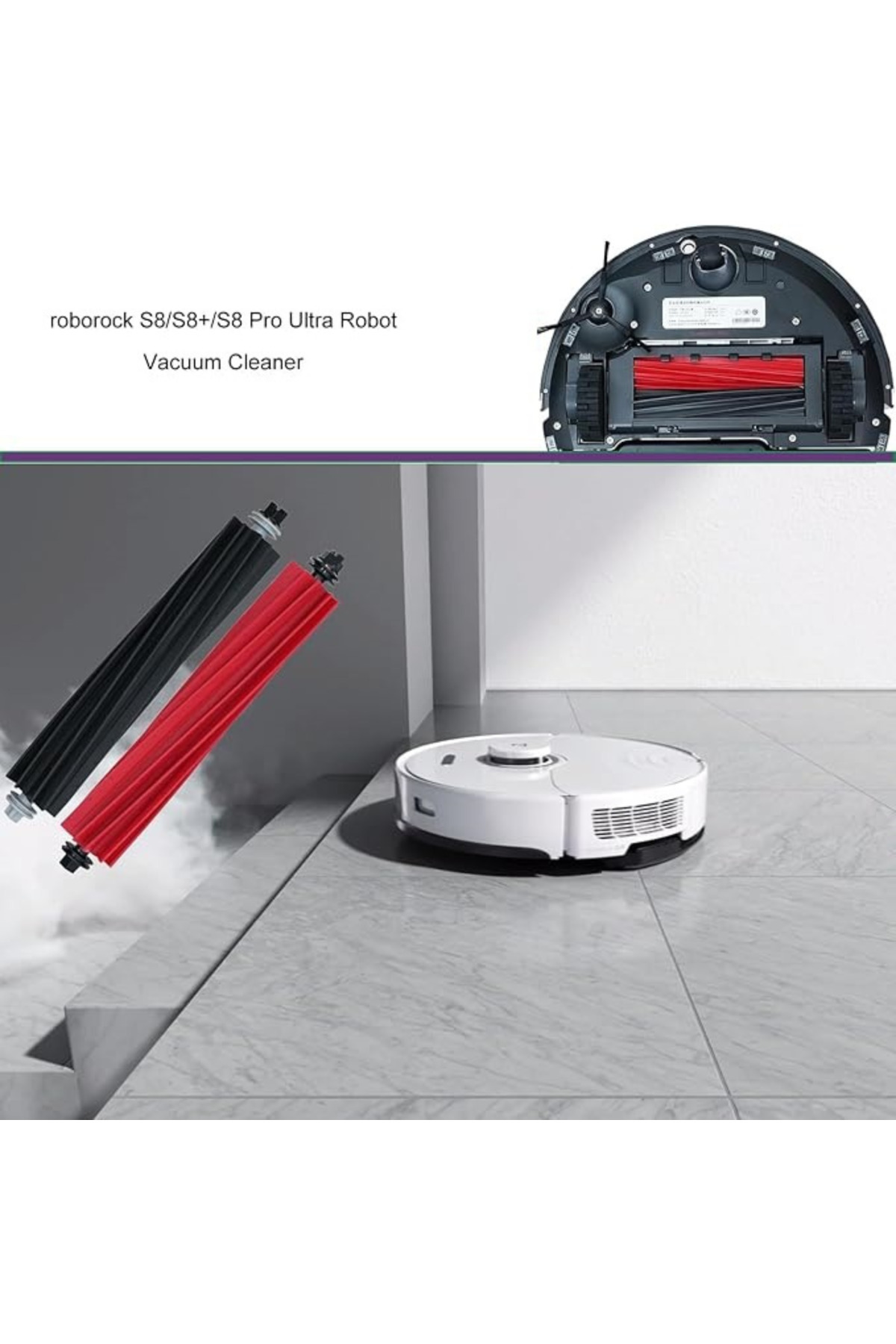 RotRever-Roborock S8 and S8 Plus Pro Ultra Main Brush - 1 Set 2 Pieces 5
