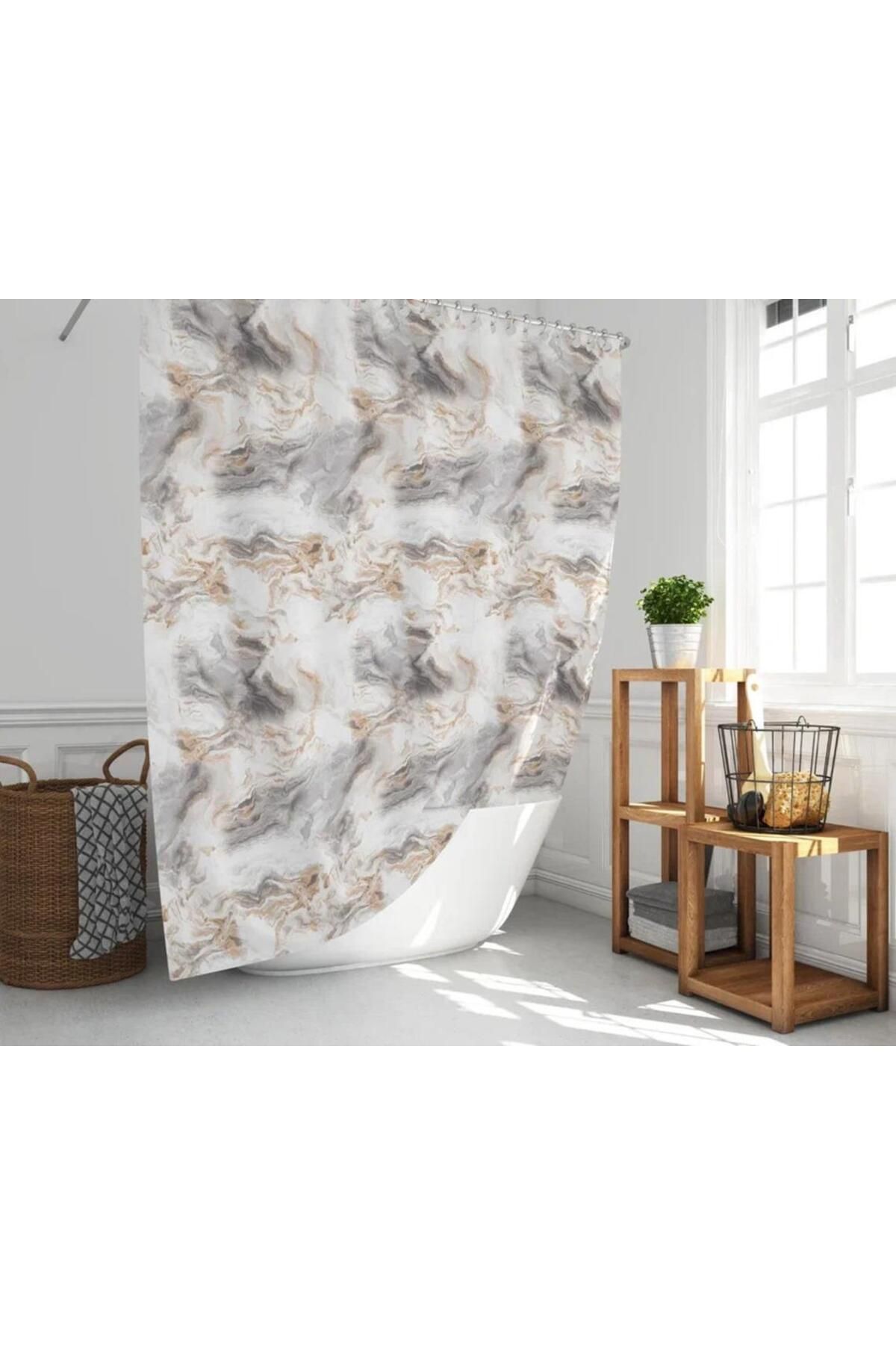 Zethome Banyo Perdesi 1x120x200 Tek Kanat Duş Perdesi Halka Hediyeli 5203