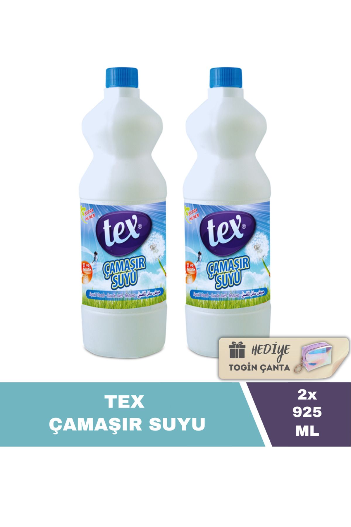 Tex Çamaşır Suyu 925 Ml X2 Adet + Hediye Togin Çanta