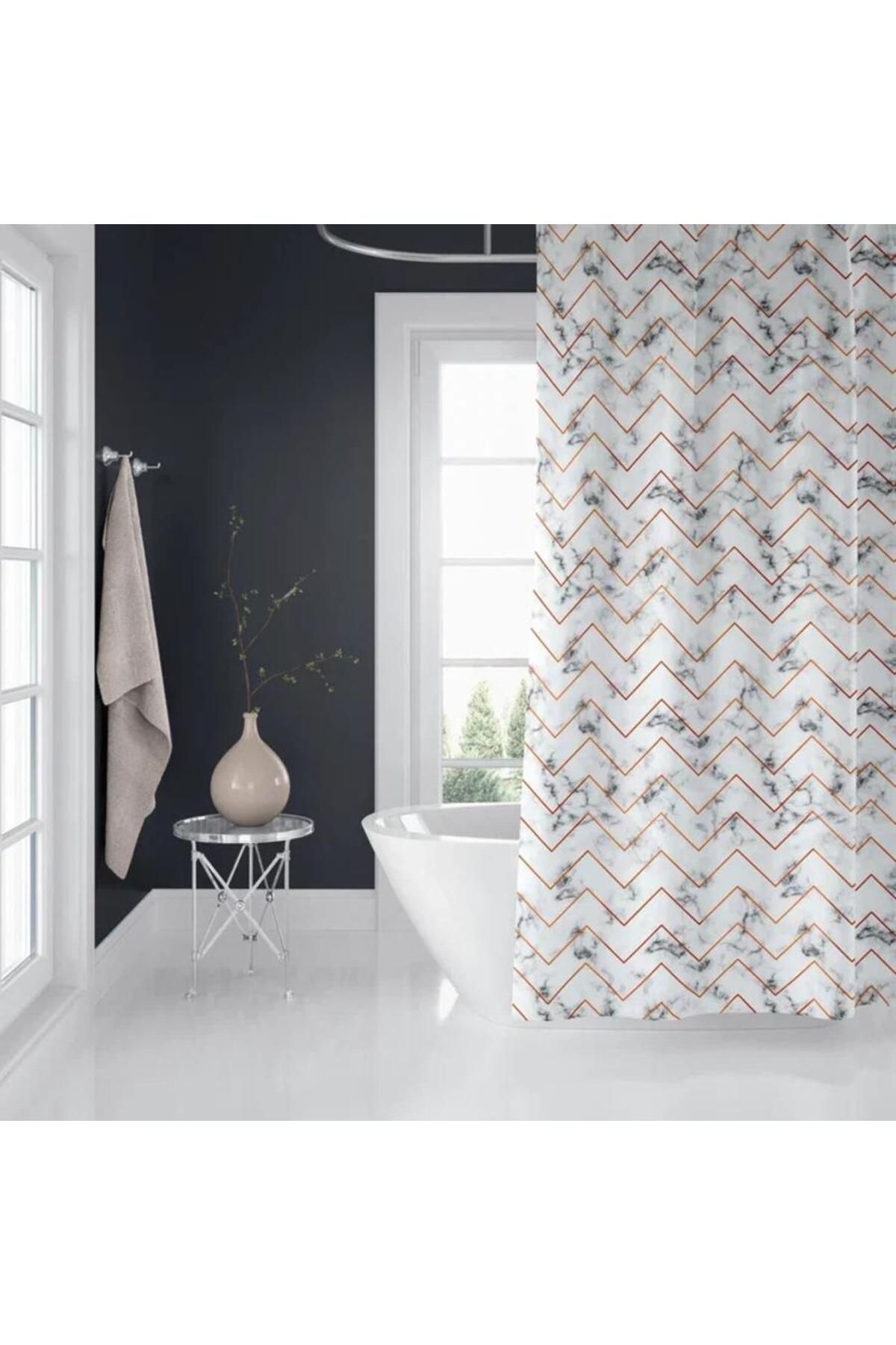 Zethome Banyo Perdesi 1x120x200 Tek Kanat Duş Perdesi Halka Hediyeli 5705