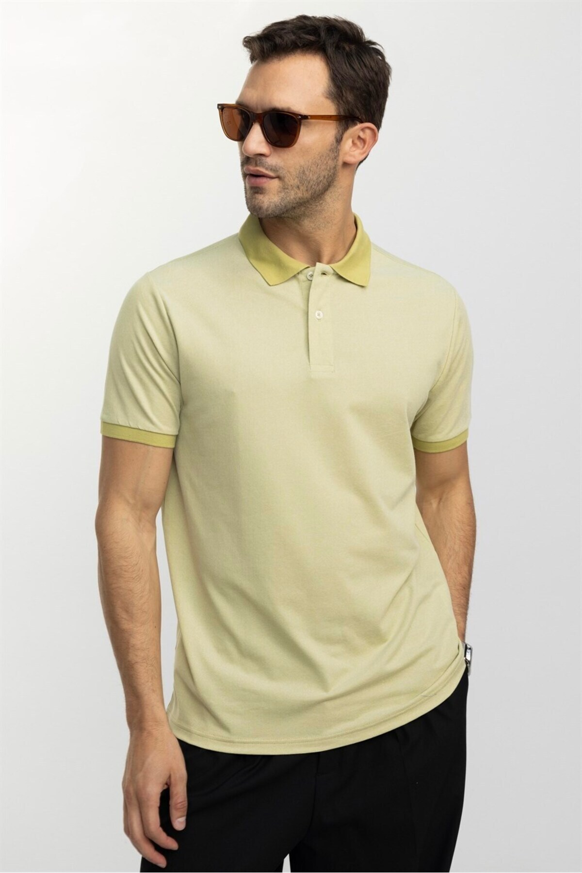 Tudors Tricou Pentru Bărbați, Din Bumbac, Cu Croiala Clasică, Verde Piqué, Cu Gât Polo Masculin - 2XL
