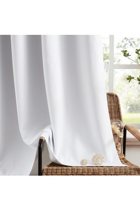 Alp Perde BİRİNCİ KALİTE BEYAZ RENK SATEN GÜNEŞLİK PERDE ( PİLESİZ VE DÜĞMELİ...