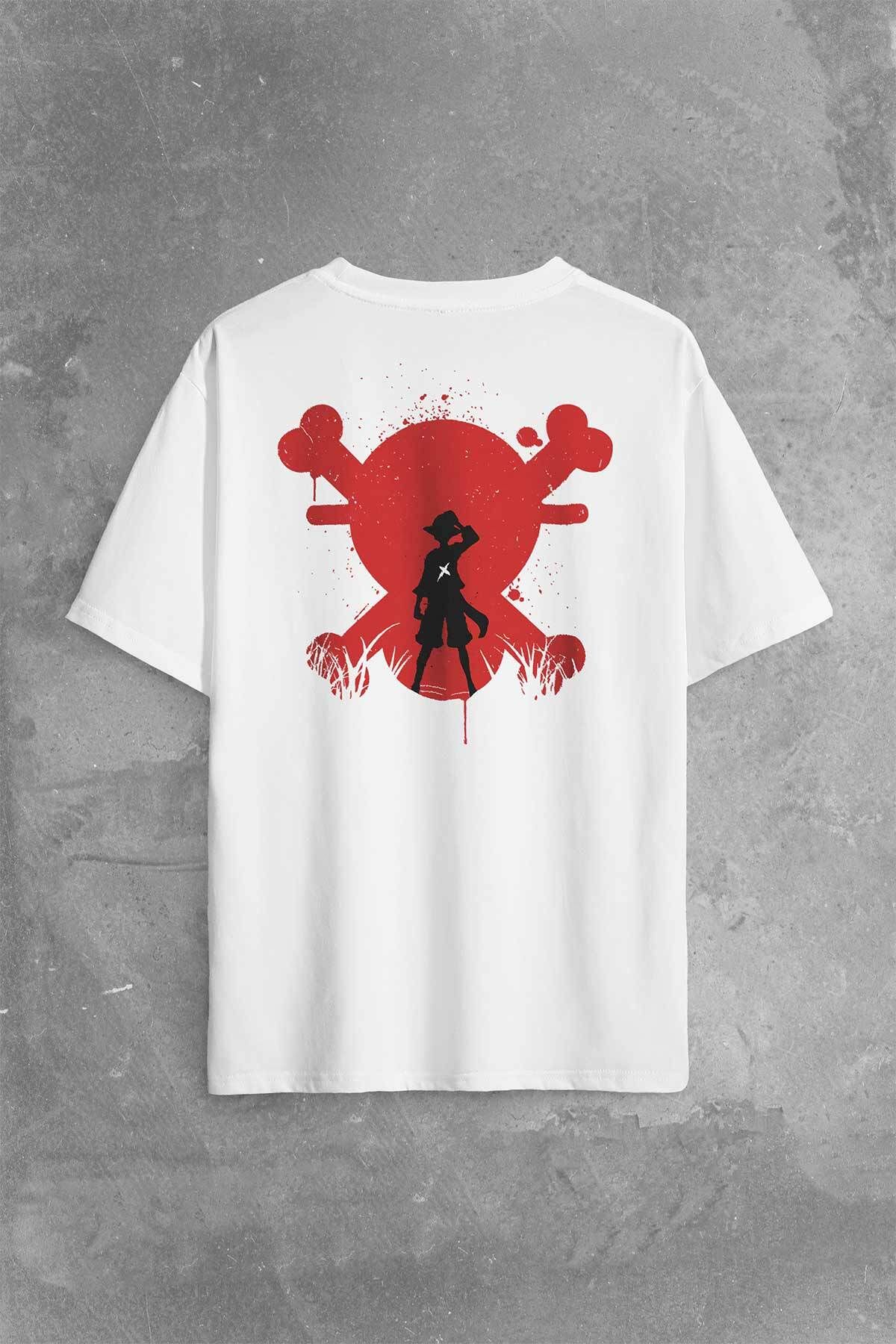Kendim Seçtim-One Piece Anime - Japanese Urban Wear Back Printed Oversize T-shirt Unisex T-Shirt 1