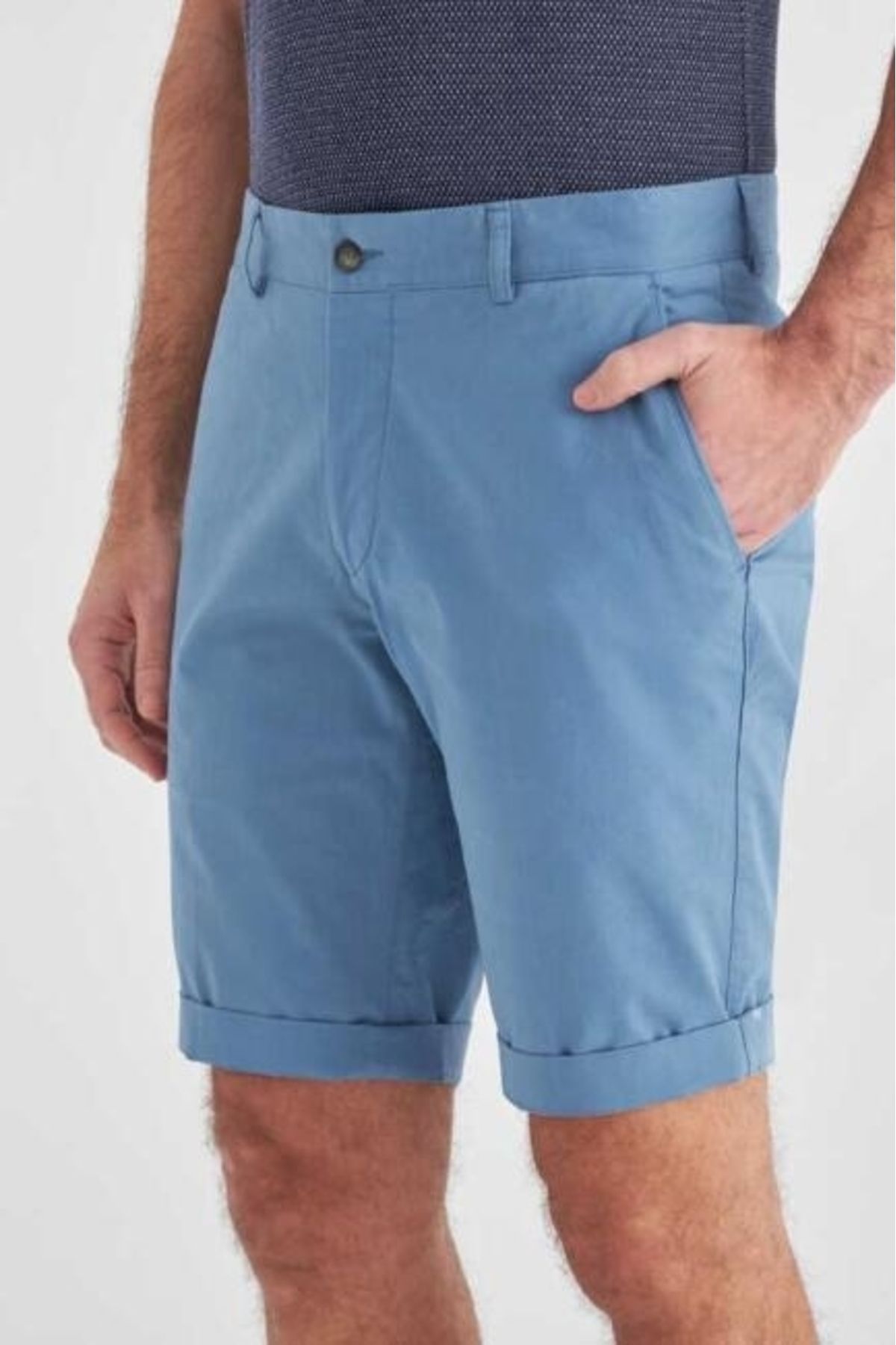 شلوارک و برمودا آبی مردانه SLIM FIT اورجینال Bisse