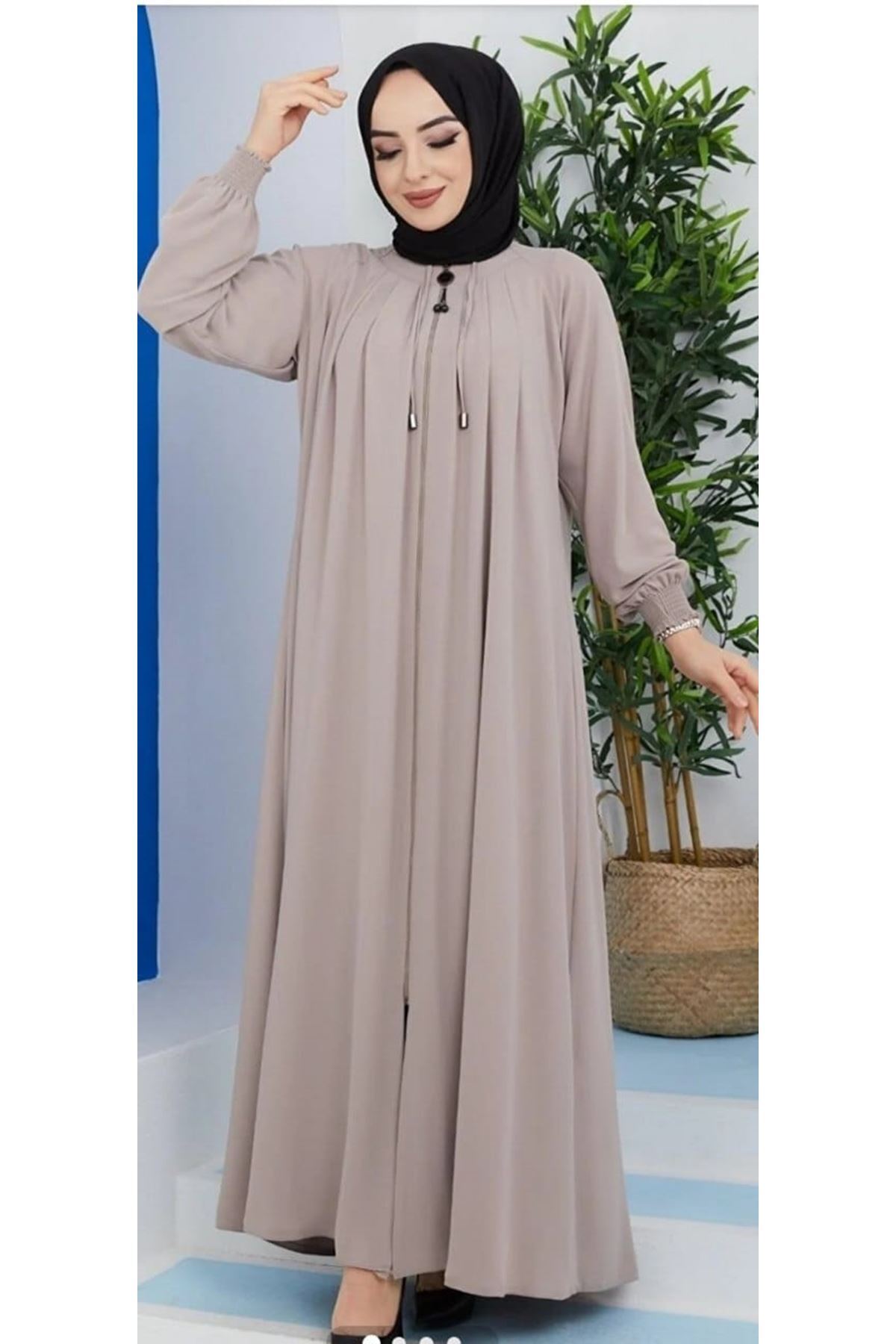 Zeynep Tesettür Robalı Model Ferace - Krem