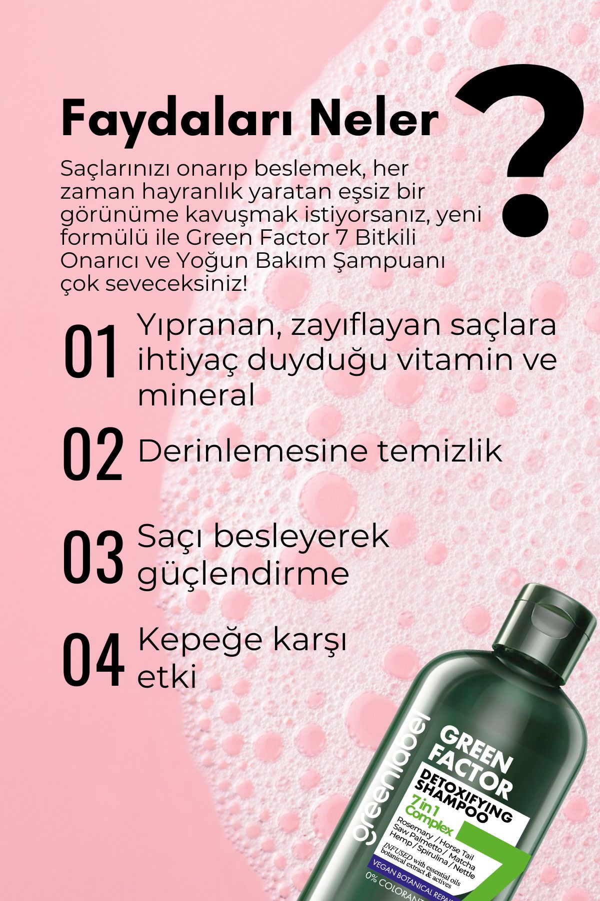 Green Label Green Factor 7 Bitkili Vegan Parabensiz Glutensiz Yoğun Bakım Ve Biberiye Suyu Içeren Şampuan-3