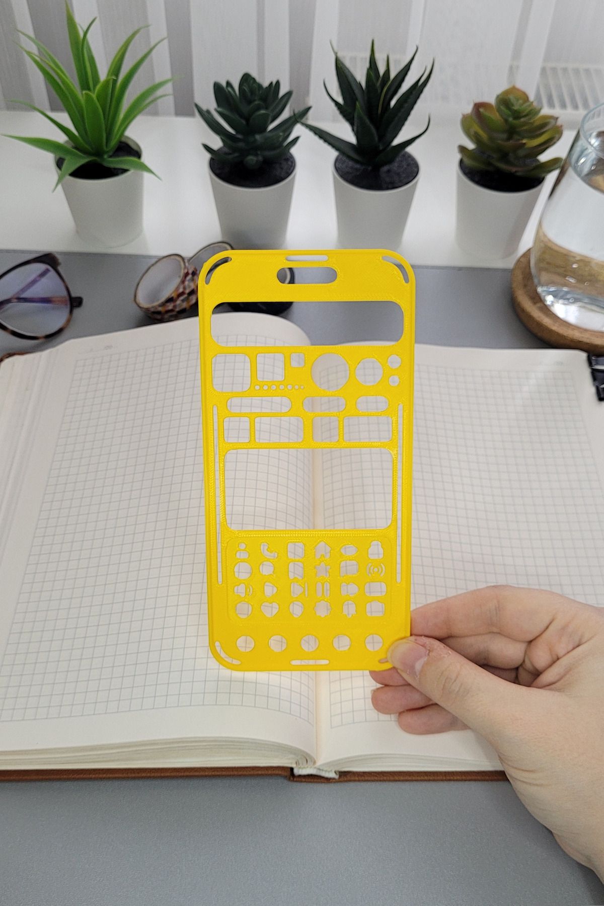 Karmelom Studio Telefon Şeklinde Bullet Journal Simgeler Şablon Cetvel