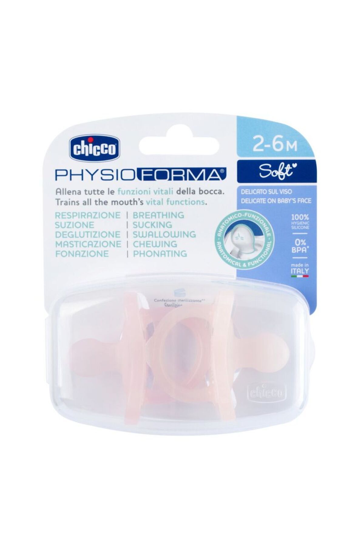 Chicco-Physioforma Soft Silicone Pacifier - 2-6 Months Double Set with Palate 3