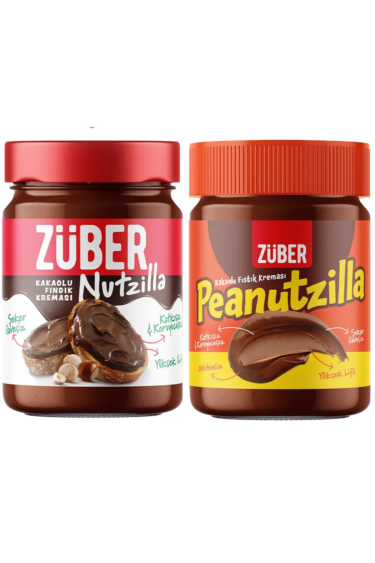 Züber Peanutzilla Kakaolu Fıstık Kreması + Nutzilla Fındık Kreması