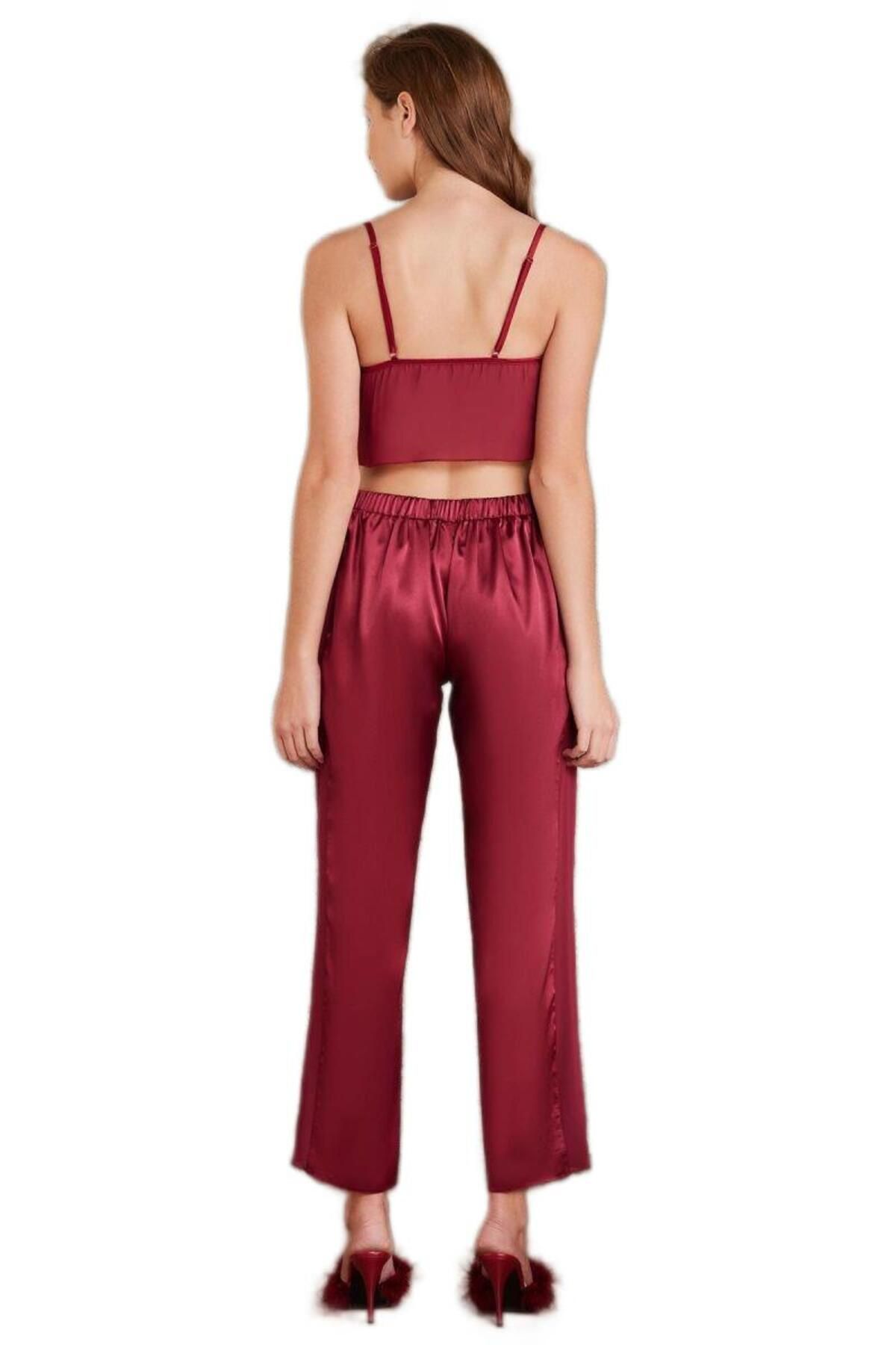 Pierre Cardin-Burgundy Satin Women's 4-Piece Set - 7025 7