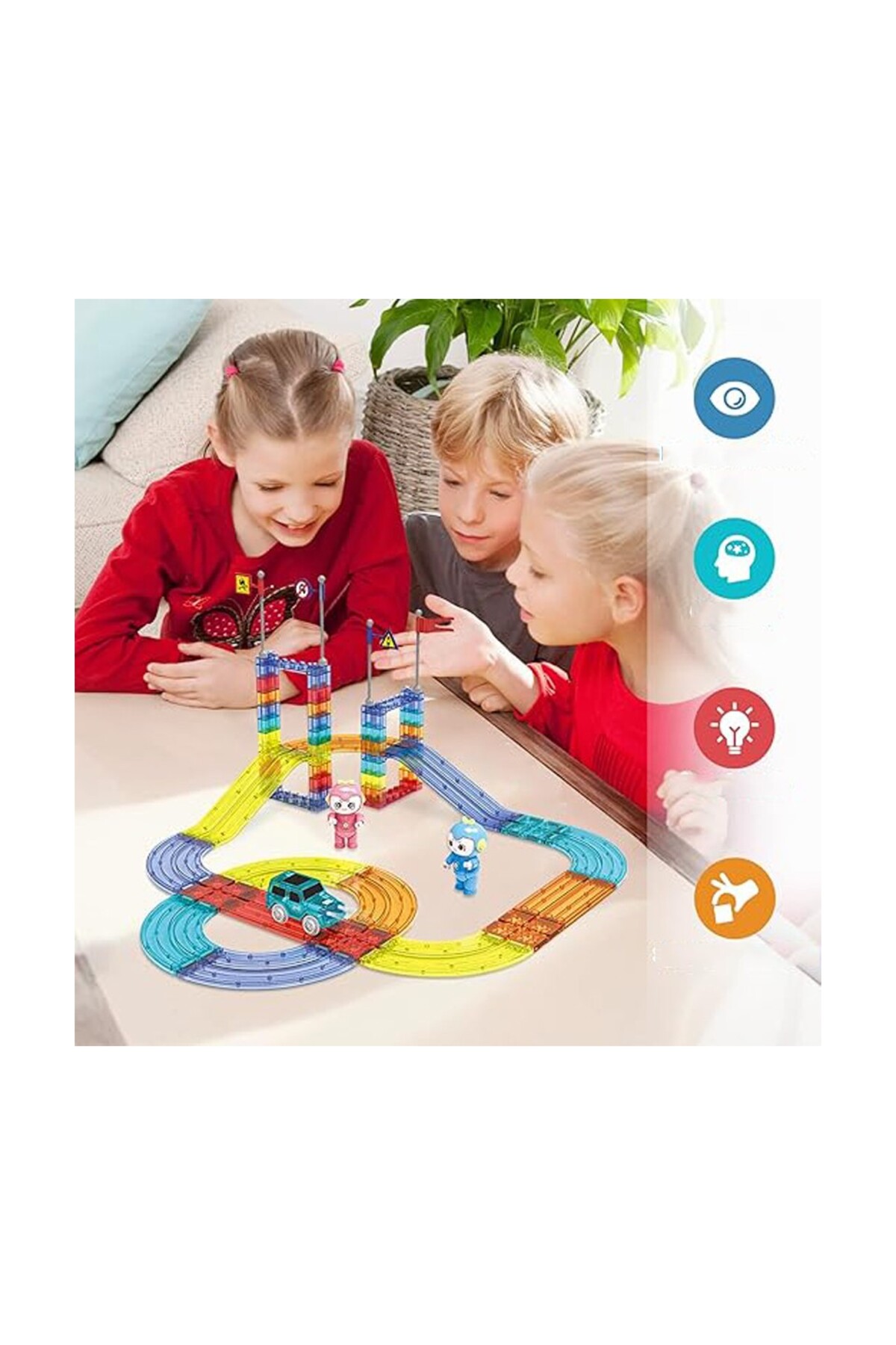 مجموعه ۱۵۴ قطعه‌ای بلوک‌های مغناطیسی آموزشی و سرگرم‌کننده قطار ریل‌دار با واگن