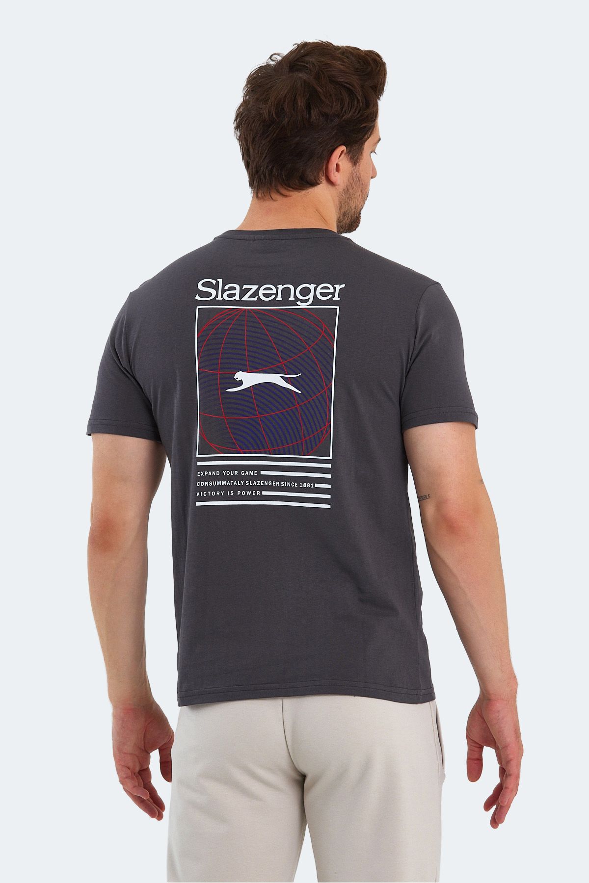 تی شرت مردانه نظرسنجی خاکستری تیره Slazenger