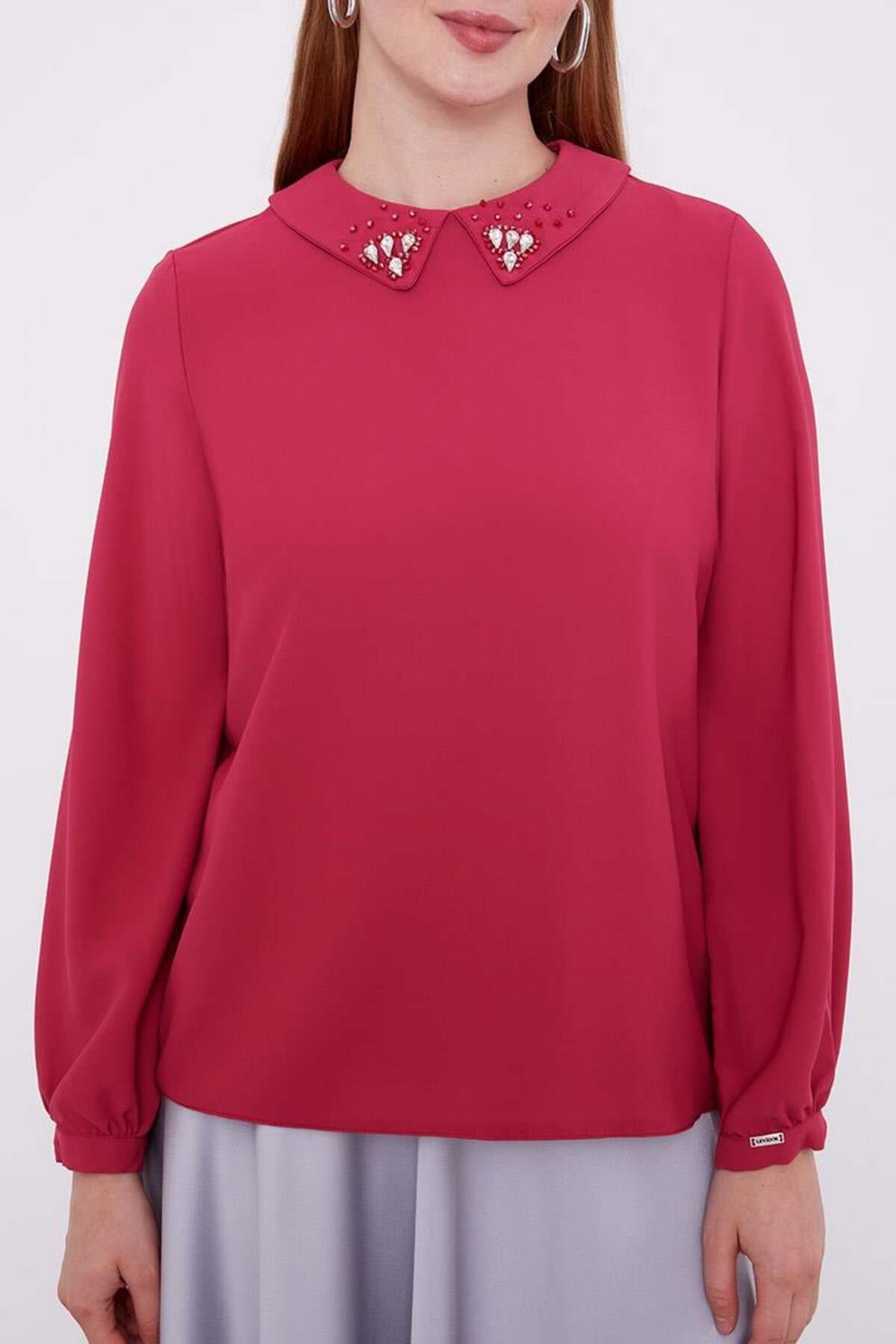 Levidor-Fuchsia Collar Embroidered Blouse 5