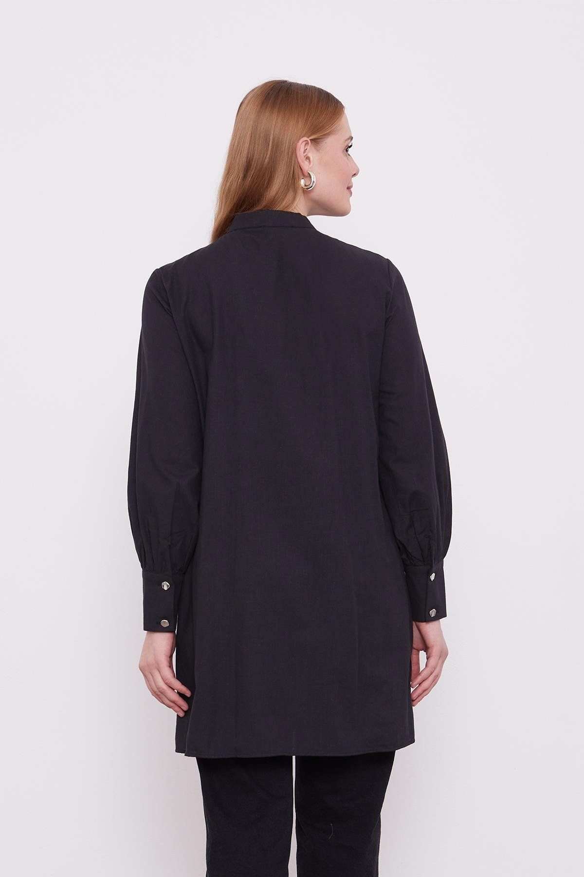 Levidor-Black Pleated Melange Shirt 7