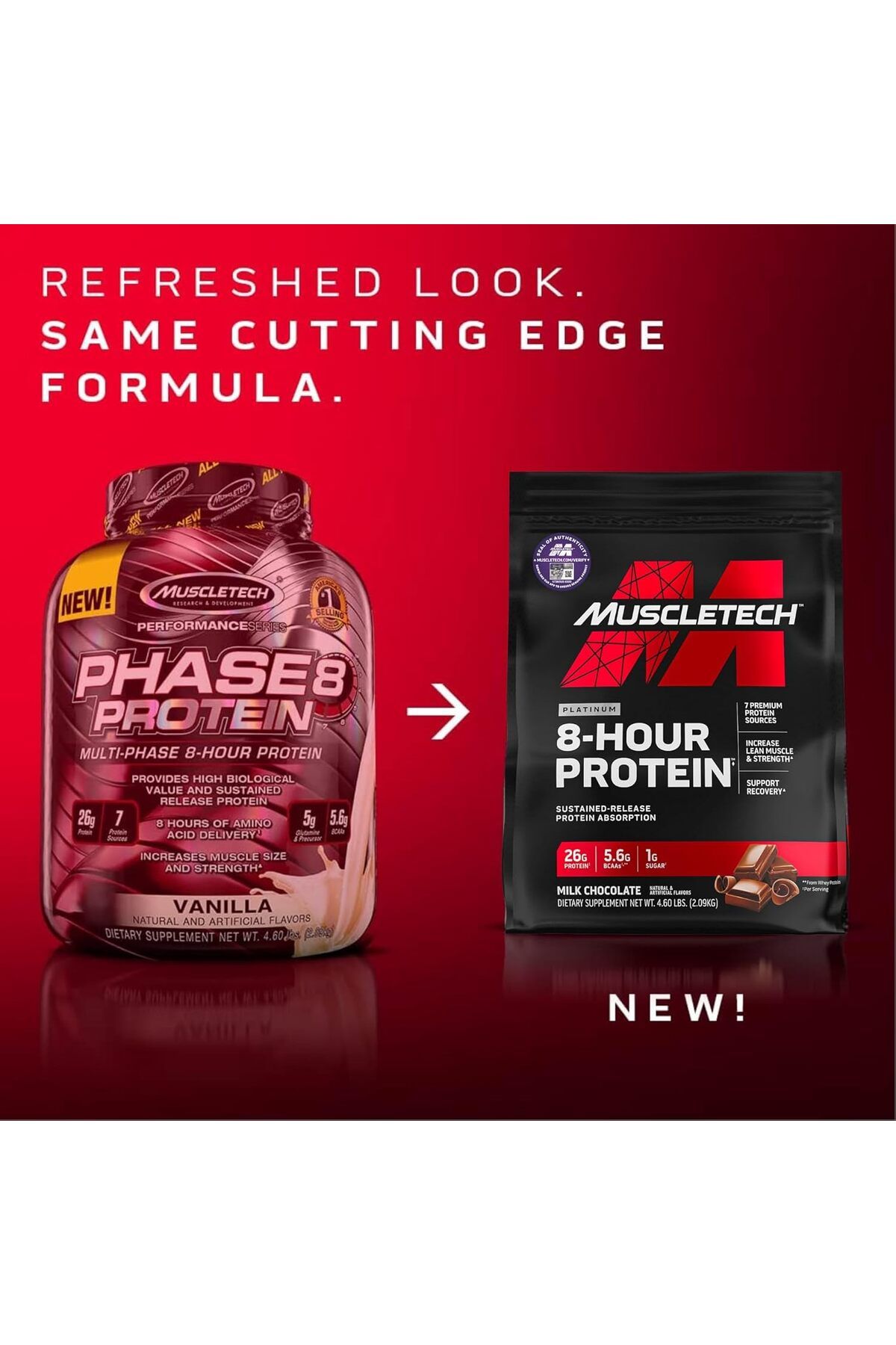 MUSCLETECH-Platinum 8-hour Sustained-release Protein, Milk Chocolate Flavor 4.60 Lbs 7
