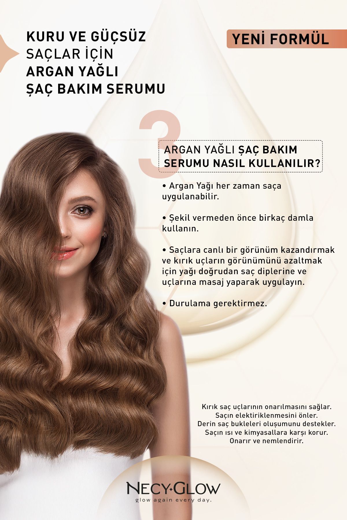 NECY GLOW Saç Onarıcı Argan Yağı Serumu-3