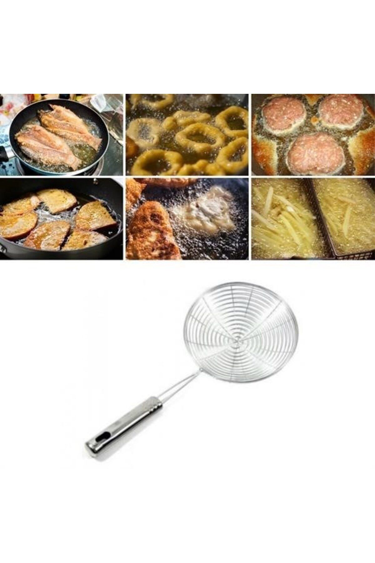 Tunastore Pratik Kullanışlı 12 Cm Yağ Kevgiri Kızartma Haşlama Süzgeci