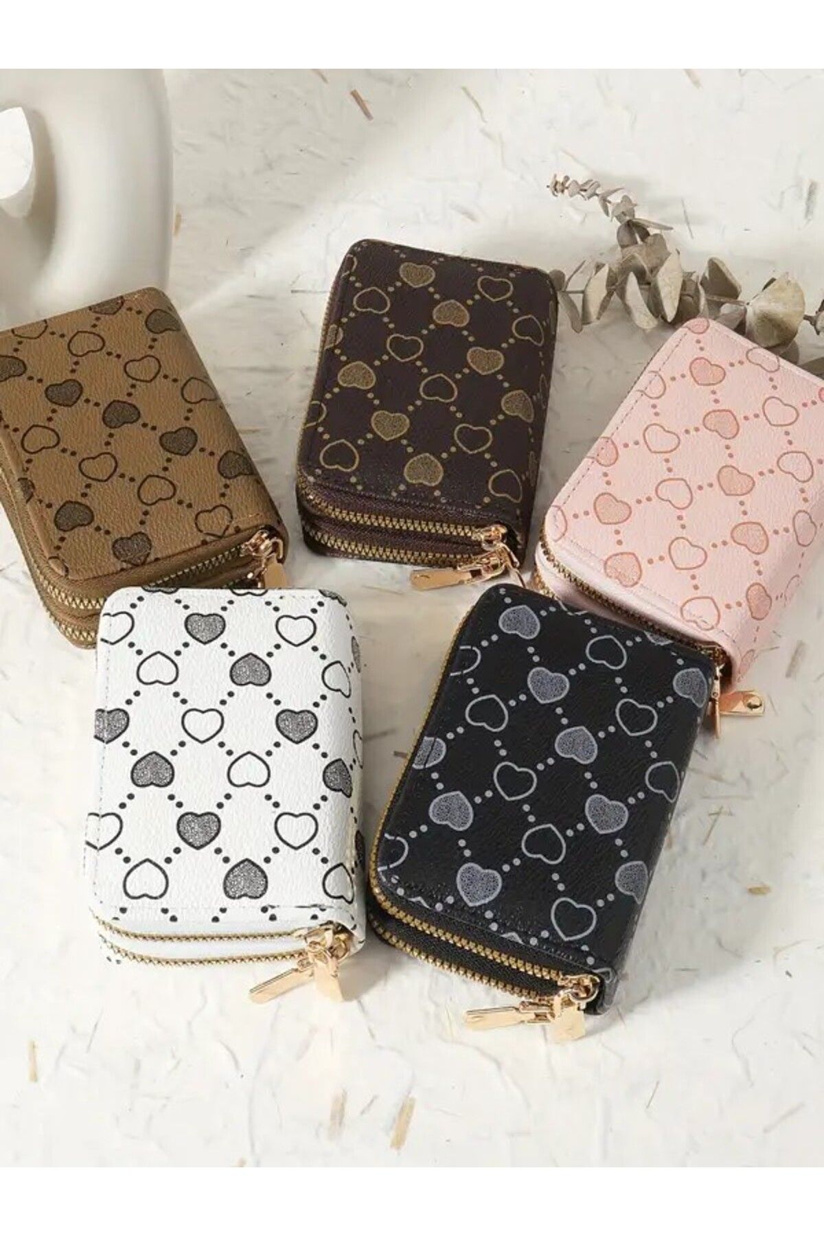 DOODLE-Heart Pattern, Double Zipper Wallet, for Daily Use 6