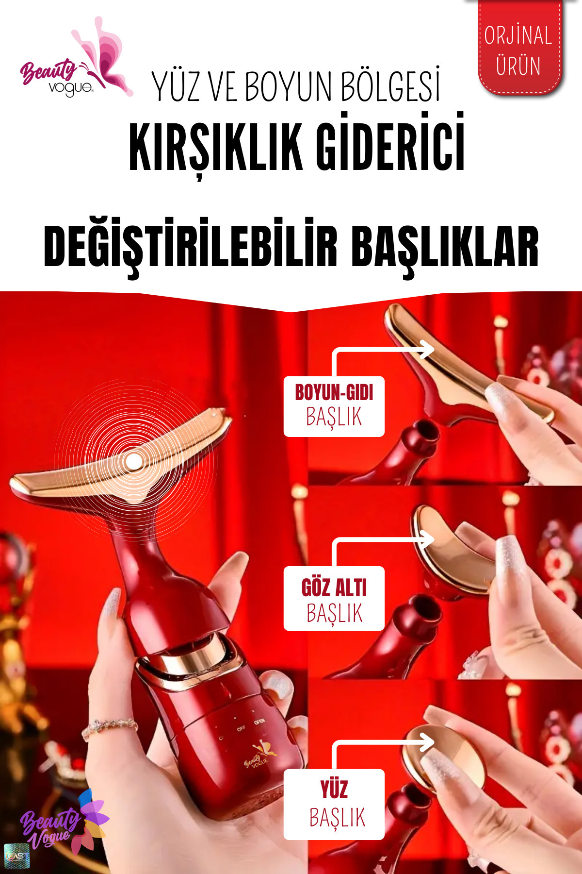 Yüz Boyun Masaj Kırışıklık Karşıtı-giderici Gıdı-sarkma Cilt Bakım Cihazı A Serum Kolojen — قرمز EM4084+A-SRM — تصویر 4 از 8