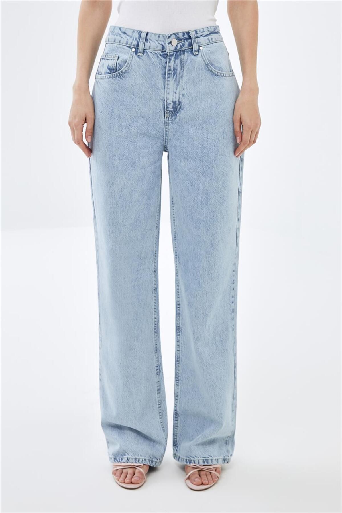 pieces of melon-X Narod Light Blue Wide Leg High Waist Jean Pants 4