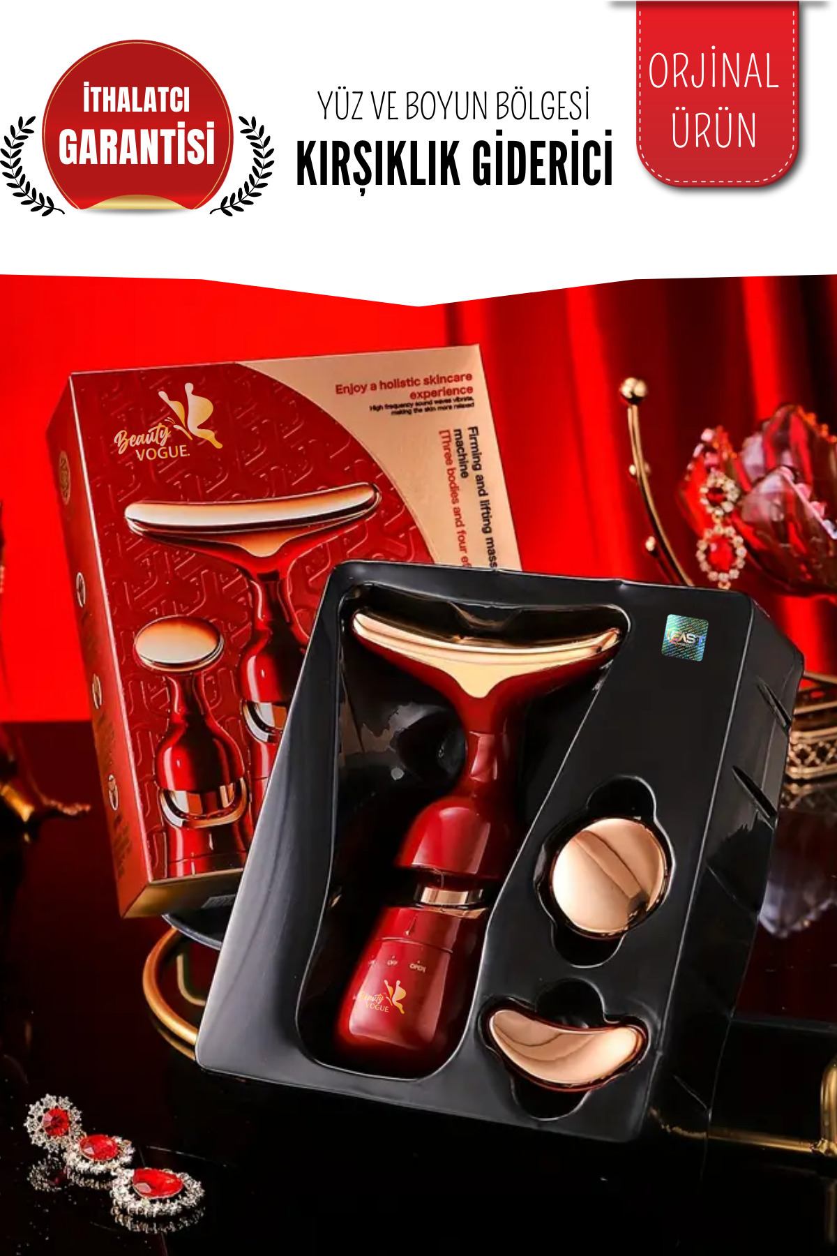Yüz Boyun Masaj Kırışıklık Karşıtı Cilt Bakım Cihazı C Serum Kırışıklık Leke Karşıtı — قرمز EA4084+C-SRM — تصویر 5 از 7