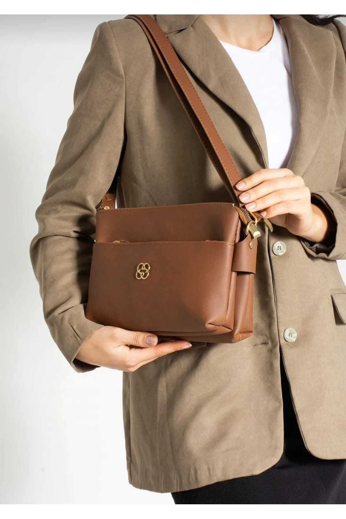 MAC&MOS-Women's Tan 3 Compartment Shoulder Bag 3