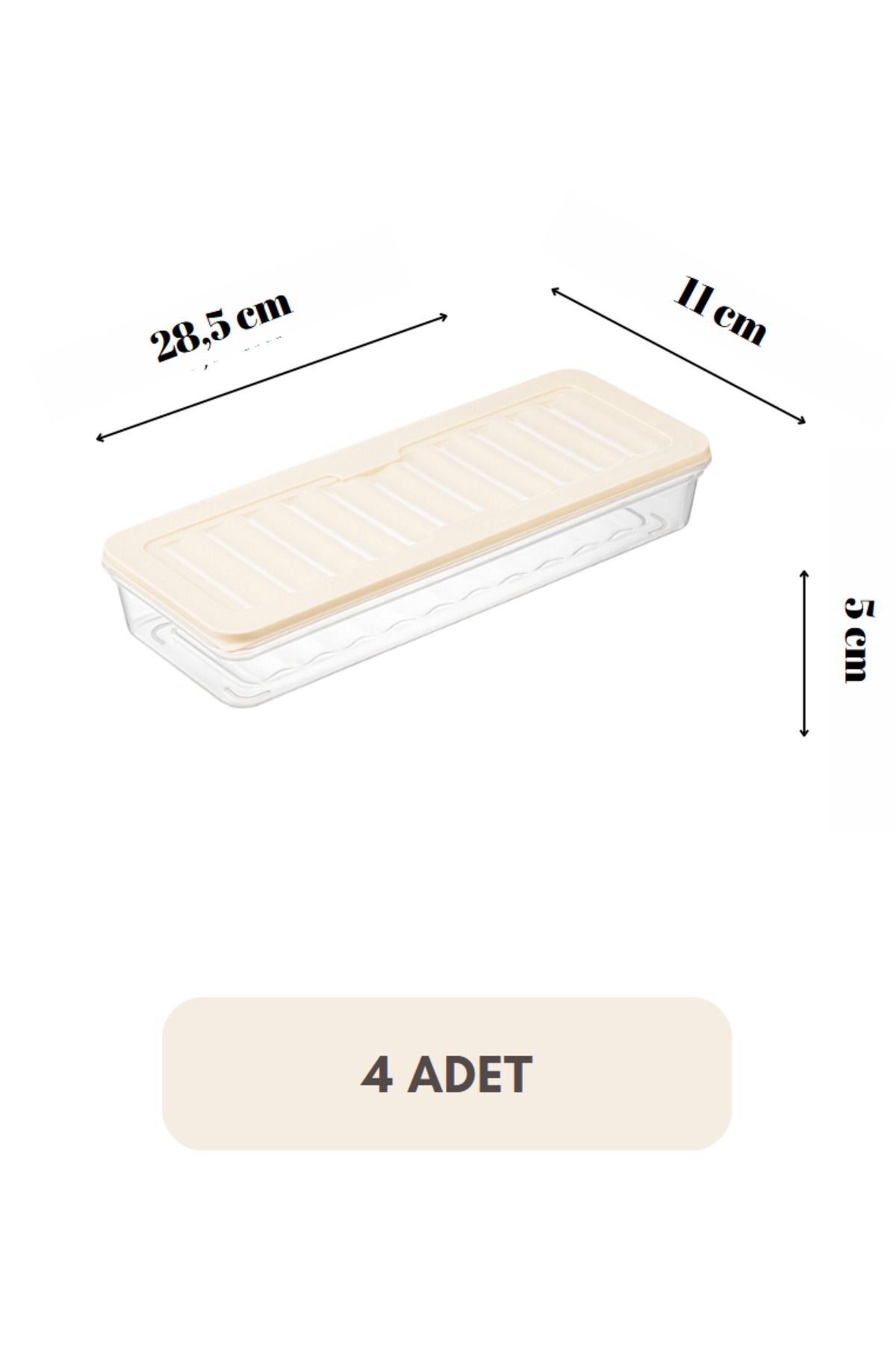 Flash Bazaar-4-Piece Fridge Organizer - Storage Container with Cream Lid for Microwave and Freeze 4 X 1170 ml 4