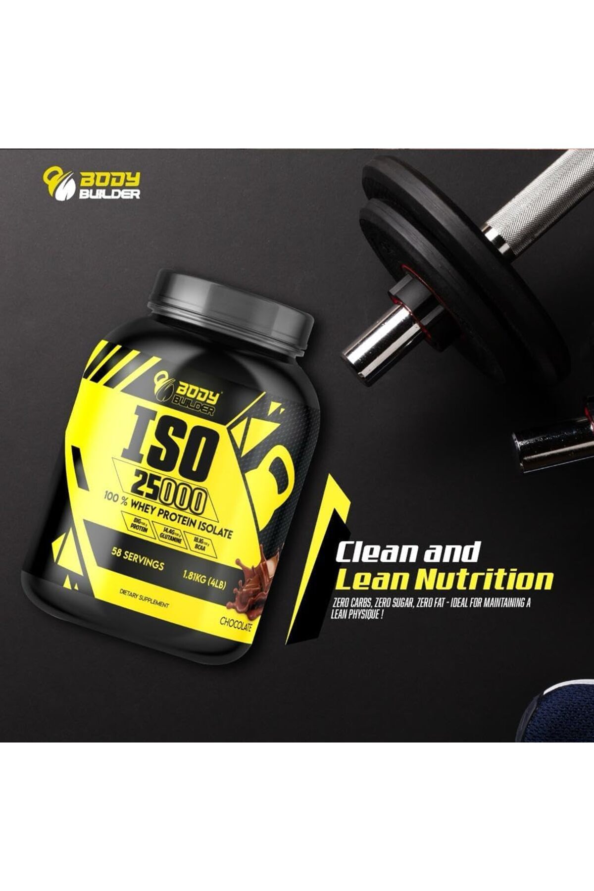 Body Builder-Iso 25000, Isolate Whey Protein Powder Strawberry, 4 Lb 3