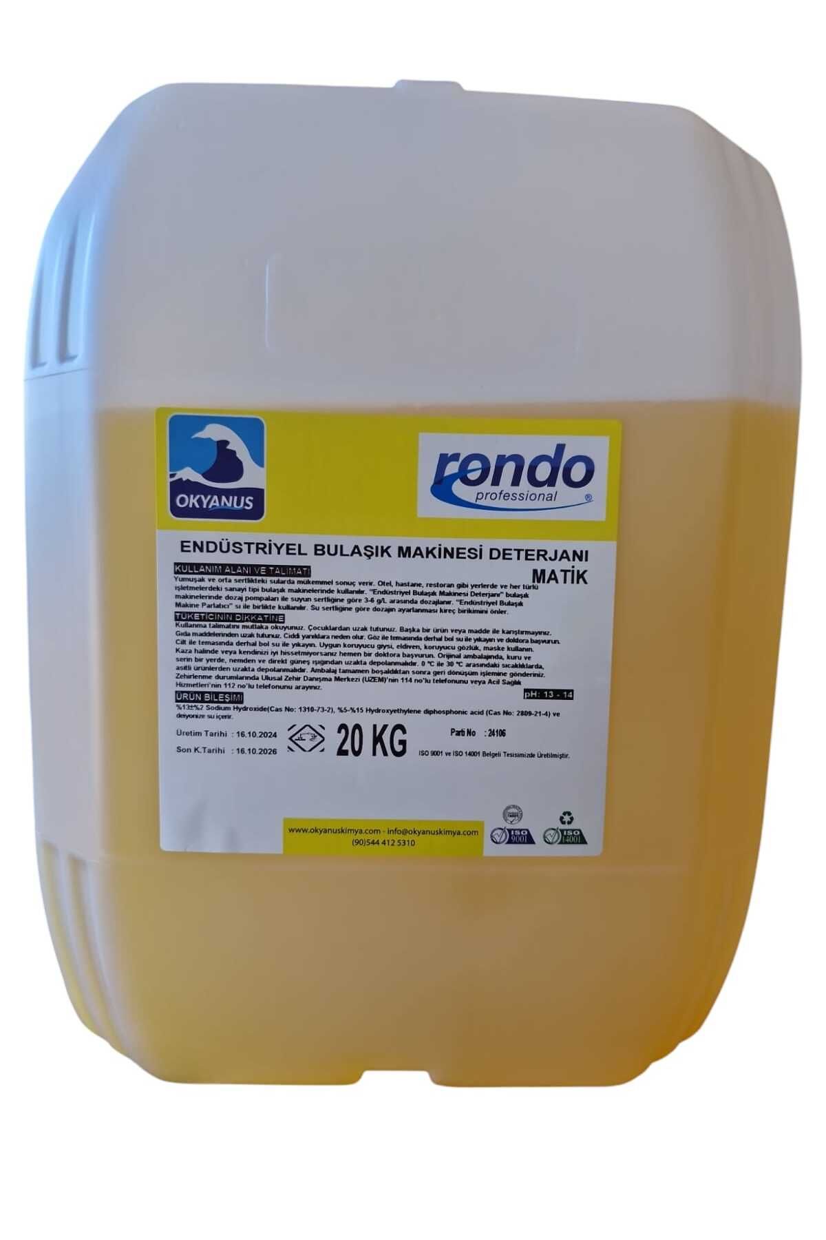 Rondo Professional RONDO ENDÜSTRİYEL BULAŞIK MAKİNESİ DETERJANI MATİK 20 KG