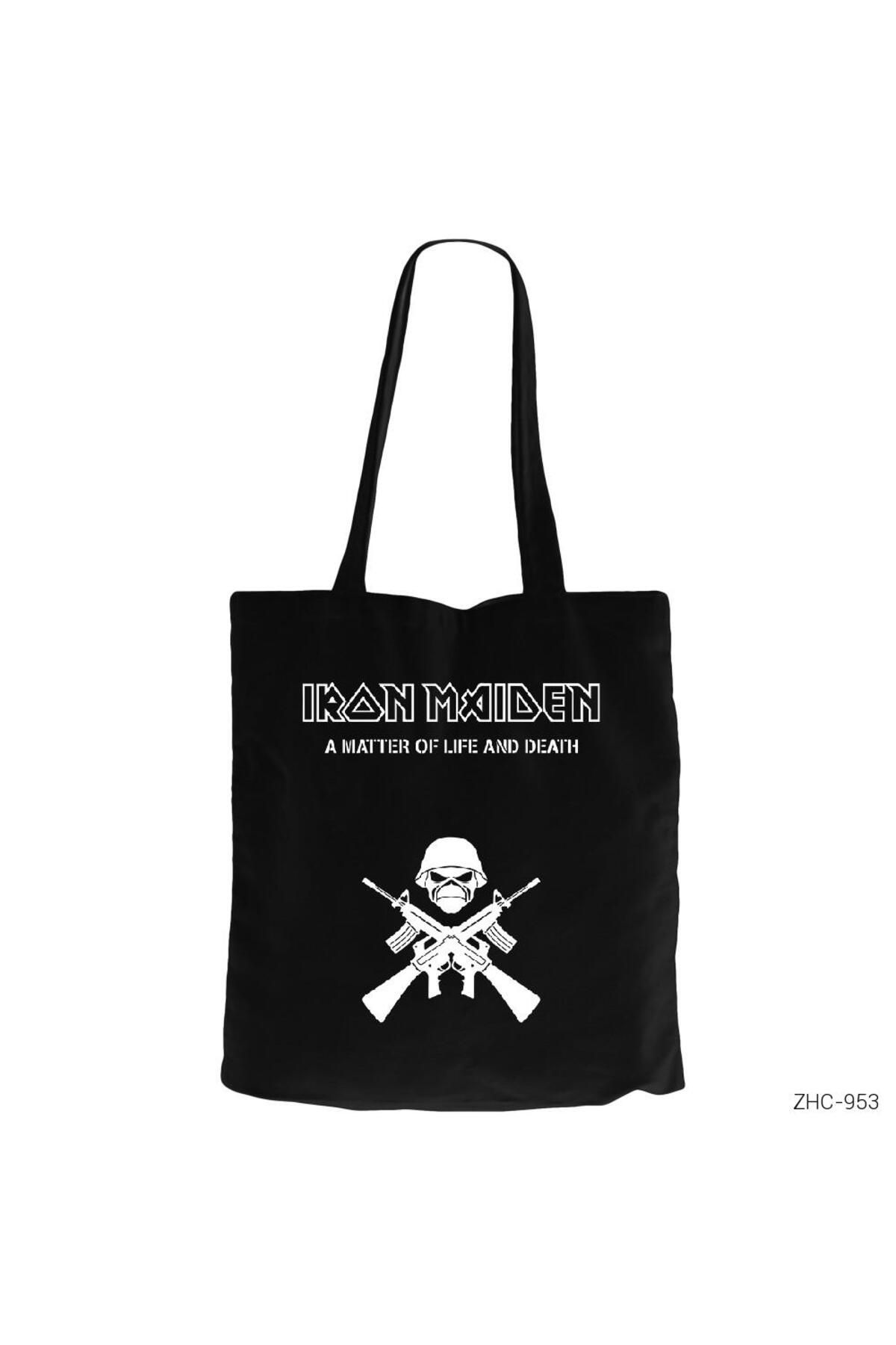 Z zepplin Iron Maiden Matter of Life Siyah Kanvas Bez Çanta