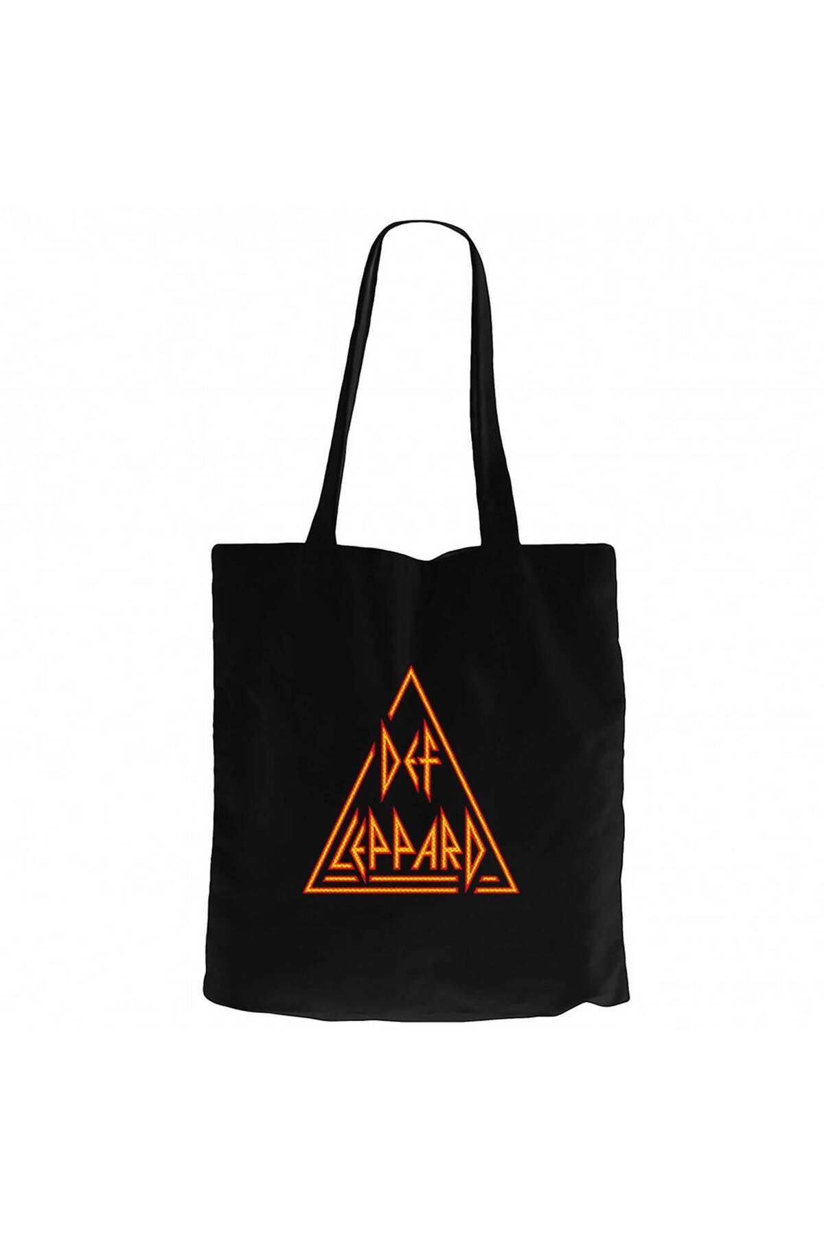 Z zepplin Def Leppard Logo 2 Siyah Kanvas Bez Çanta