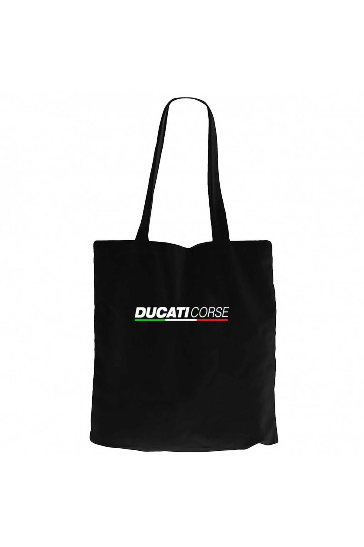 Z zepplin Ducati Corse Text Siyah Kanvas Bez Çanta