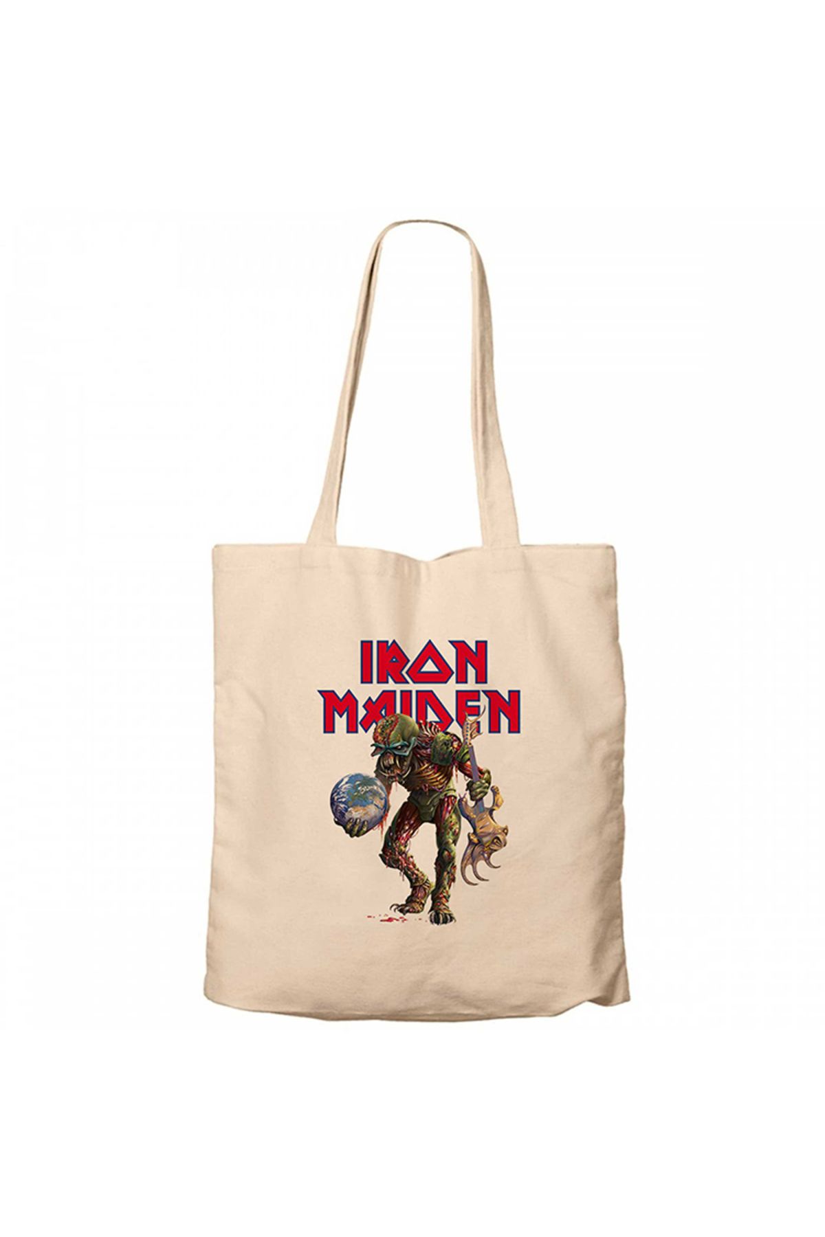 Z zepplin Iron Maiden Monster Guitarist Krem Kanvas Bez Çanta