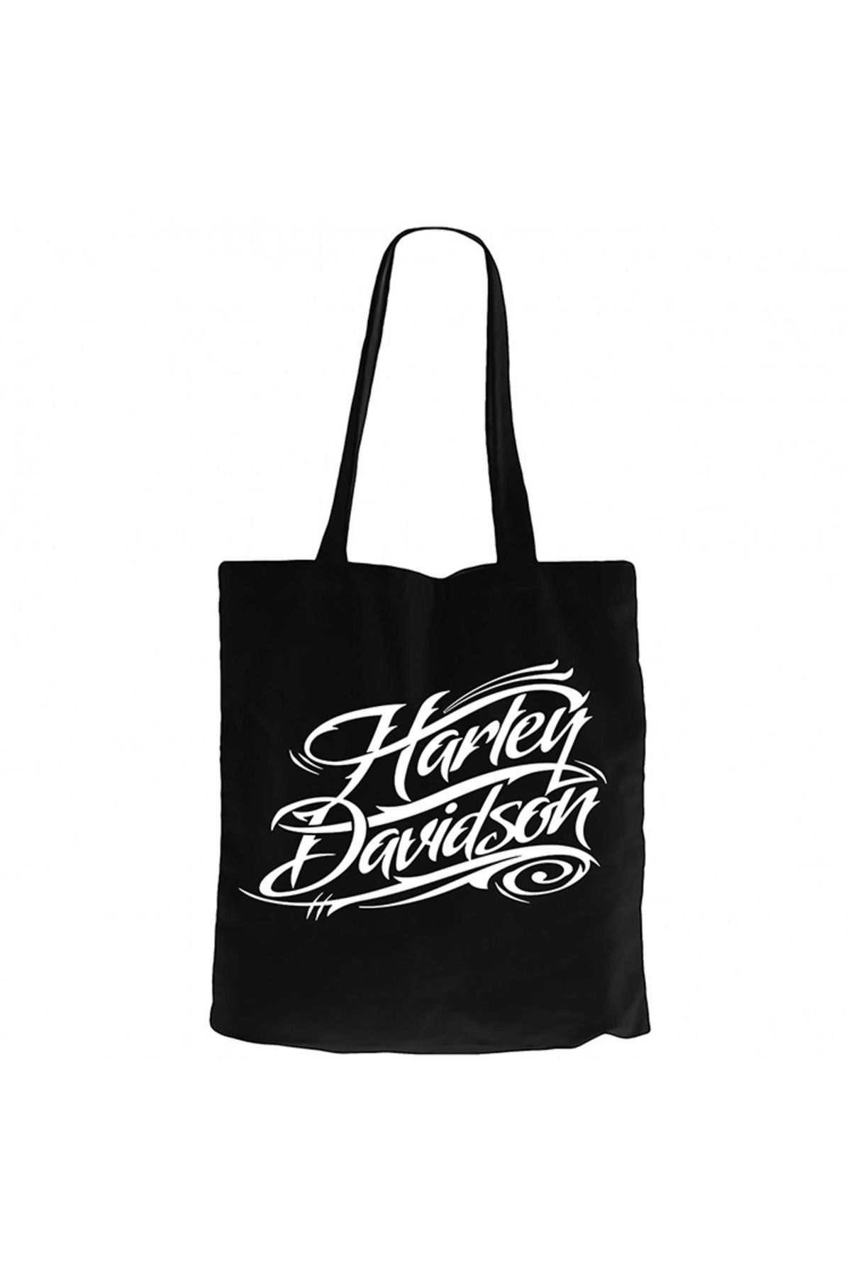 Z zepplin Harley Chopper Typography Siyah Kanvas Bez Çanta