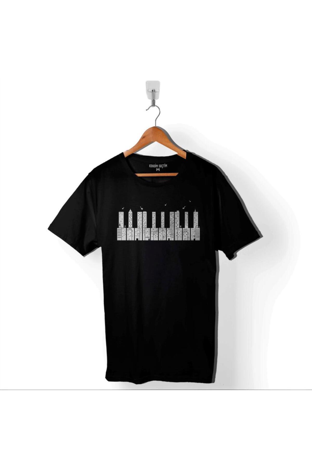 Kendim Seçtim Tricou Unisex Cu Imprimeu Dangerous Piano Skyline Unisex - 2XL