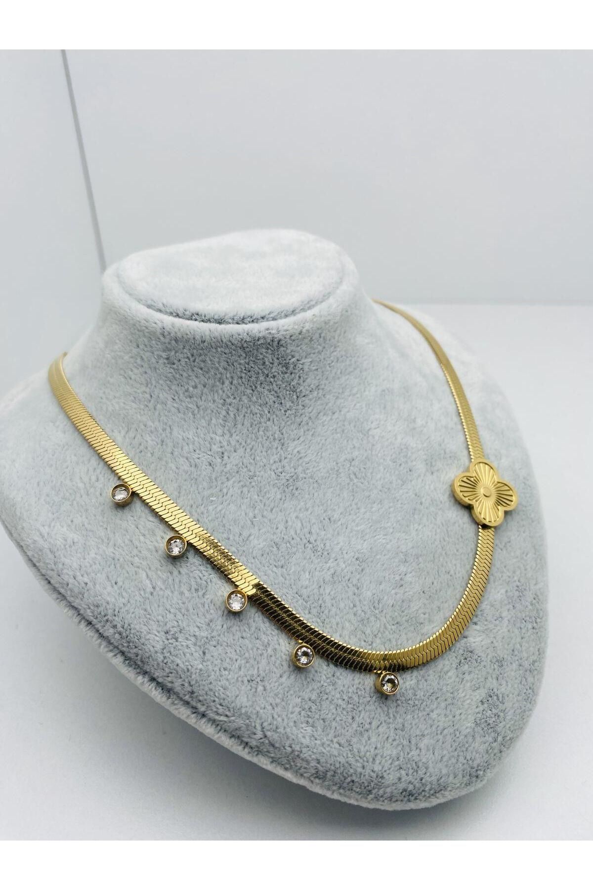 Pİ GLOBAL Van Cleef Italyan Çelik Kolye (GOLD) 010618