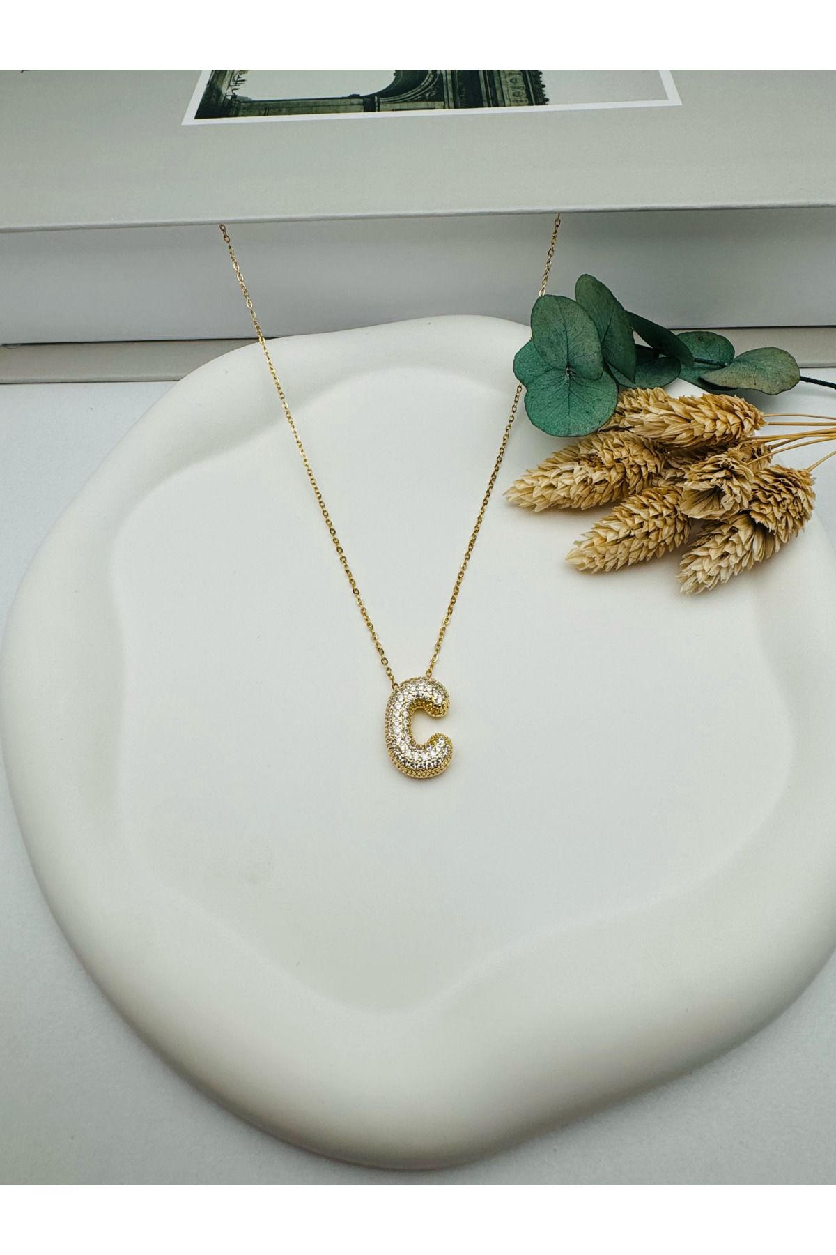 HEDİYELANDY Balon Harf Çelik Kolye(C) Harf 45 Cm (Gold) 0106222
