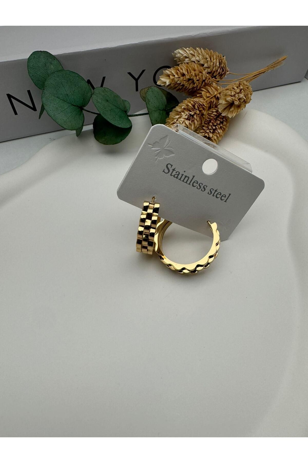 nerede bulurum Rolex Çelik Küpe (Gold) Kp460-01