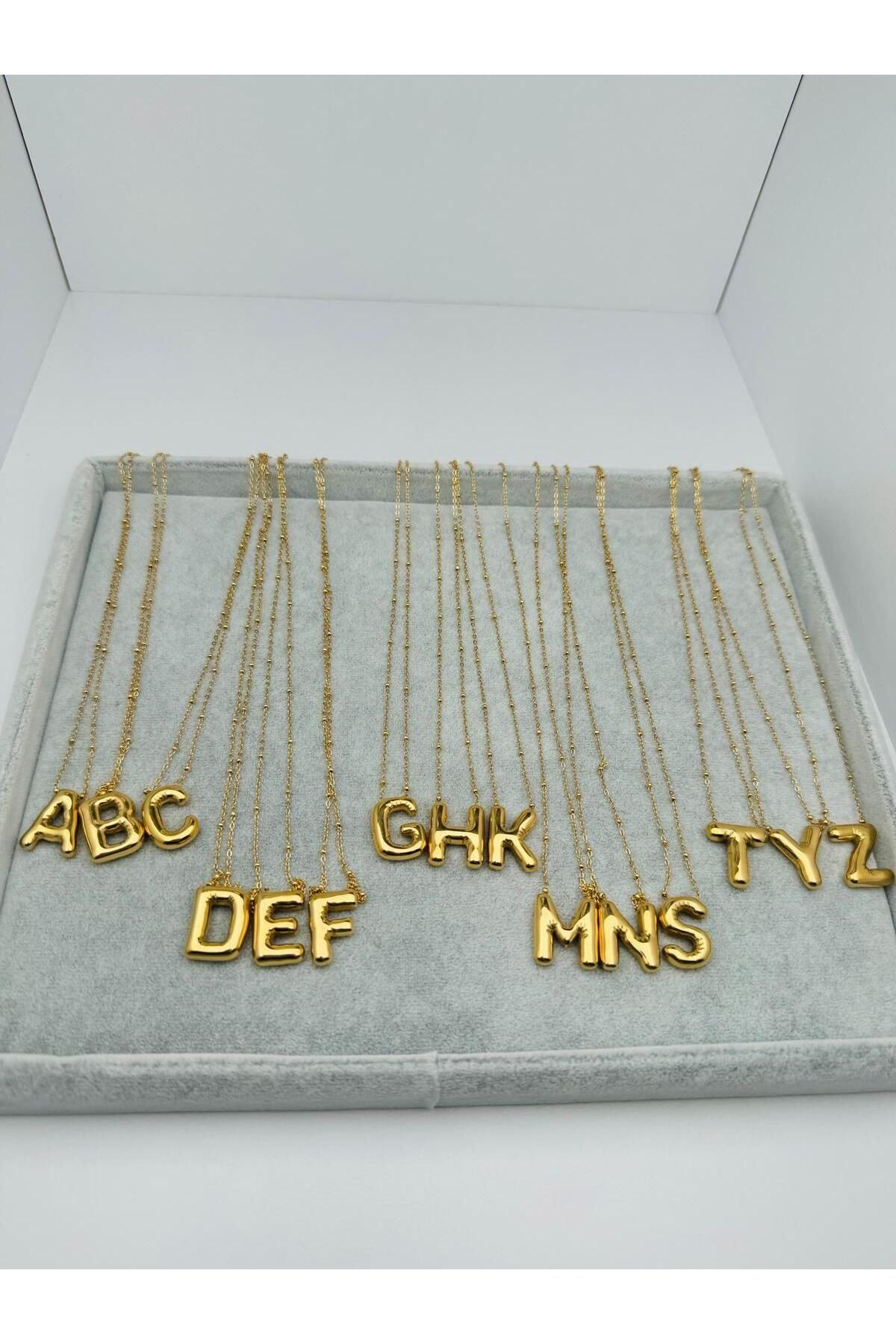HEDİYELANDY Balon (24 Adet) Harf Çelik Kolye (Gold) Kly 0106