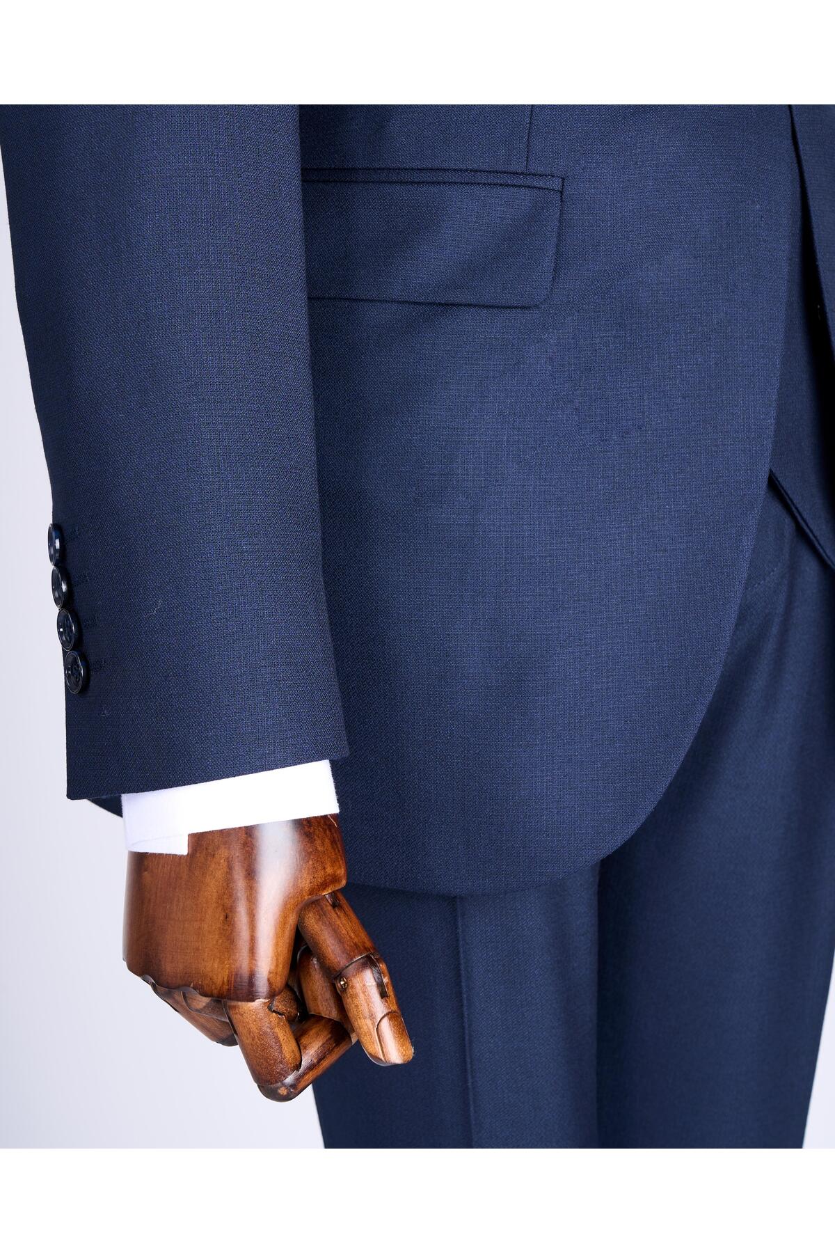 İtalyan stil slim fit ceket yelek pantolon takım elbise lacivert T13057 — سرمه‌ای — تصویر 6 از 6