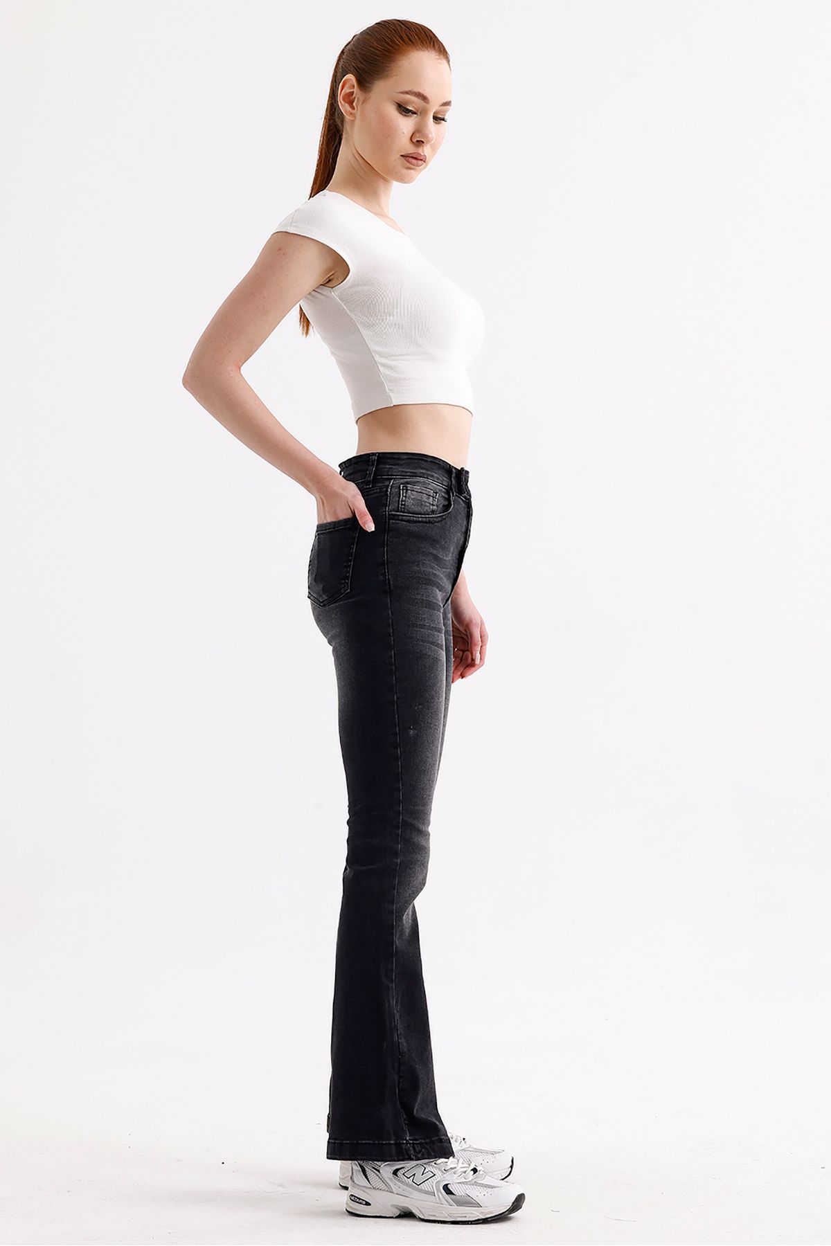 VOSSAX-Women's Flared Leg High Waist Lycra Jeans Stretchy Jeans Vs5000 (Size Table Is Image) 3