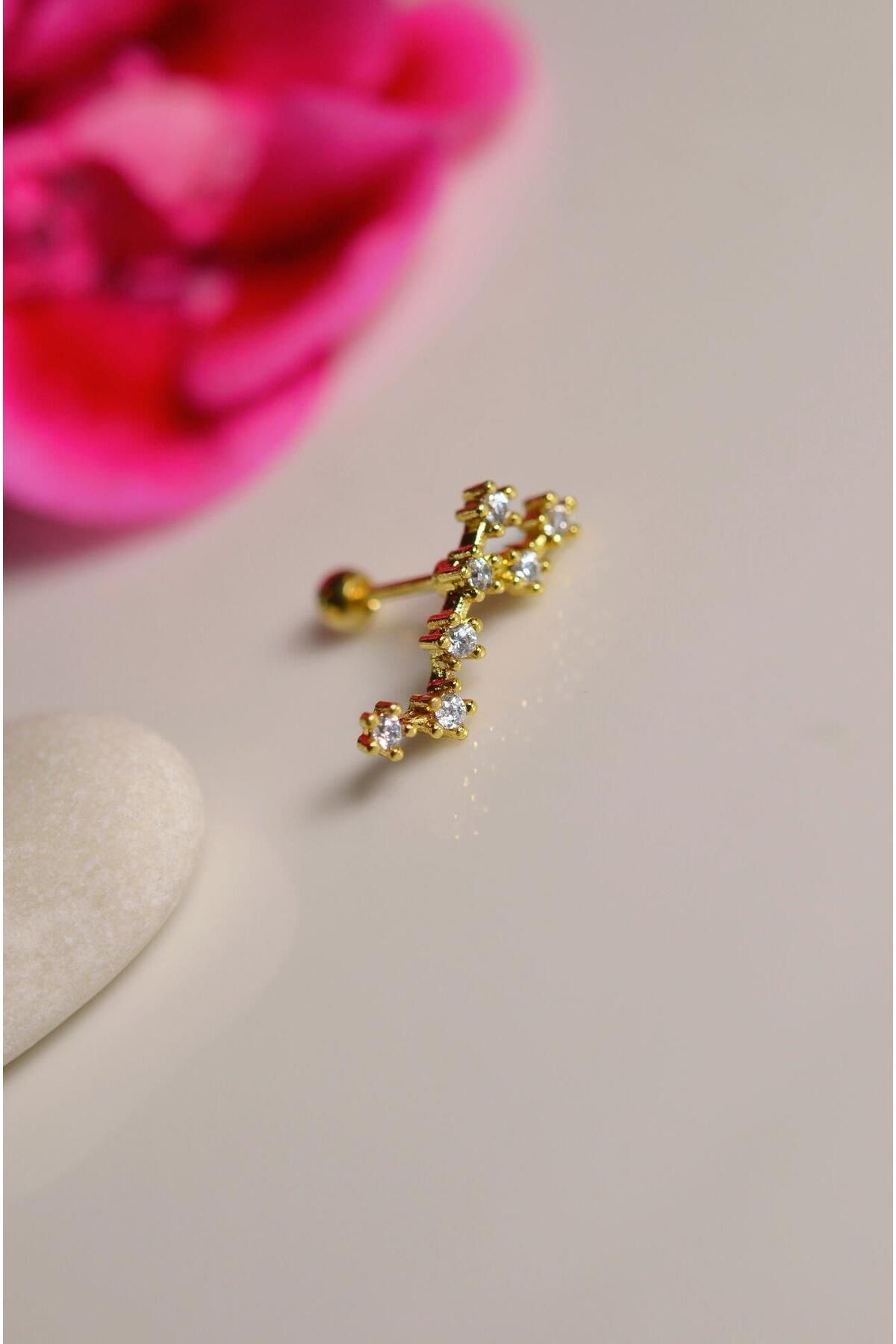 Sacce Scarves&Accessories-Virgo Horoscope Earring Constellation Piercing Gold Virgo 2