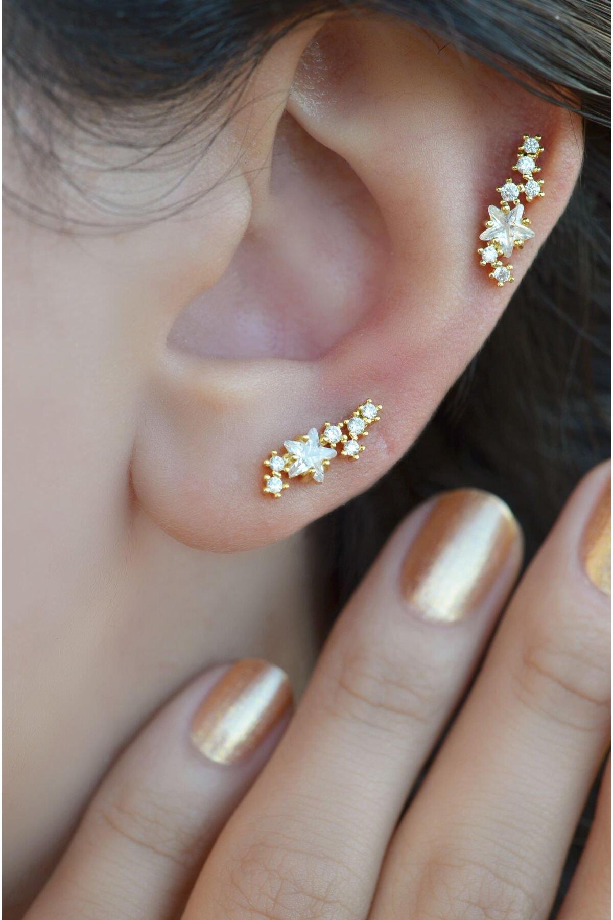 Star Piercing Tragus Helix Cartilage Gold Color