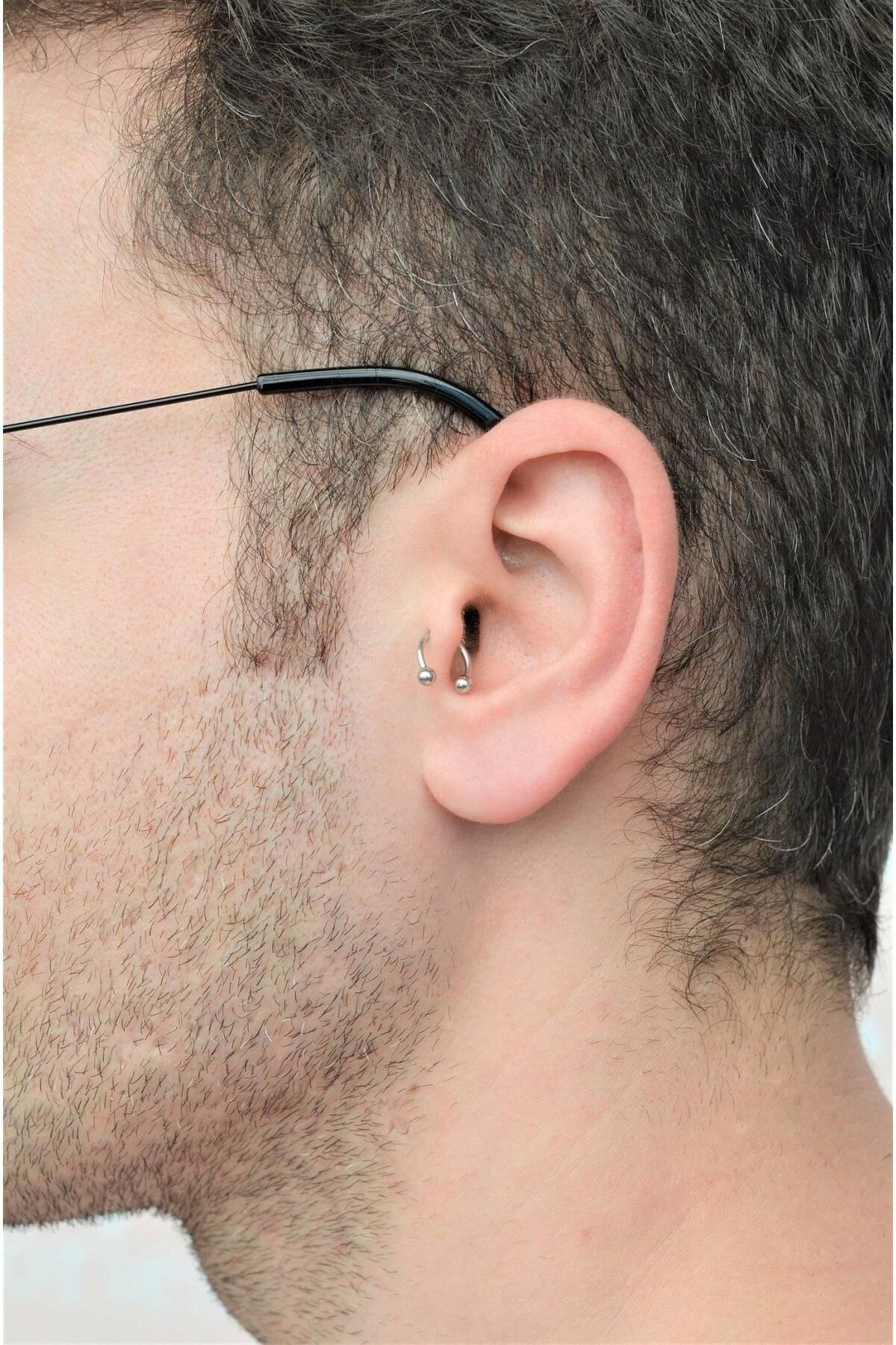 Sacce Scarves&Accessories-Male Steel Piercing Tragus Helix Cartilage 8 Mm 2