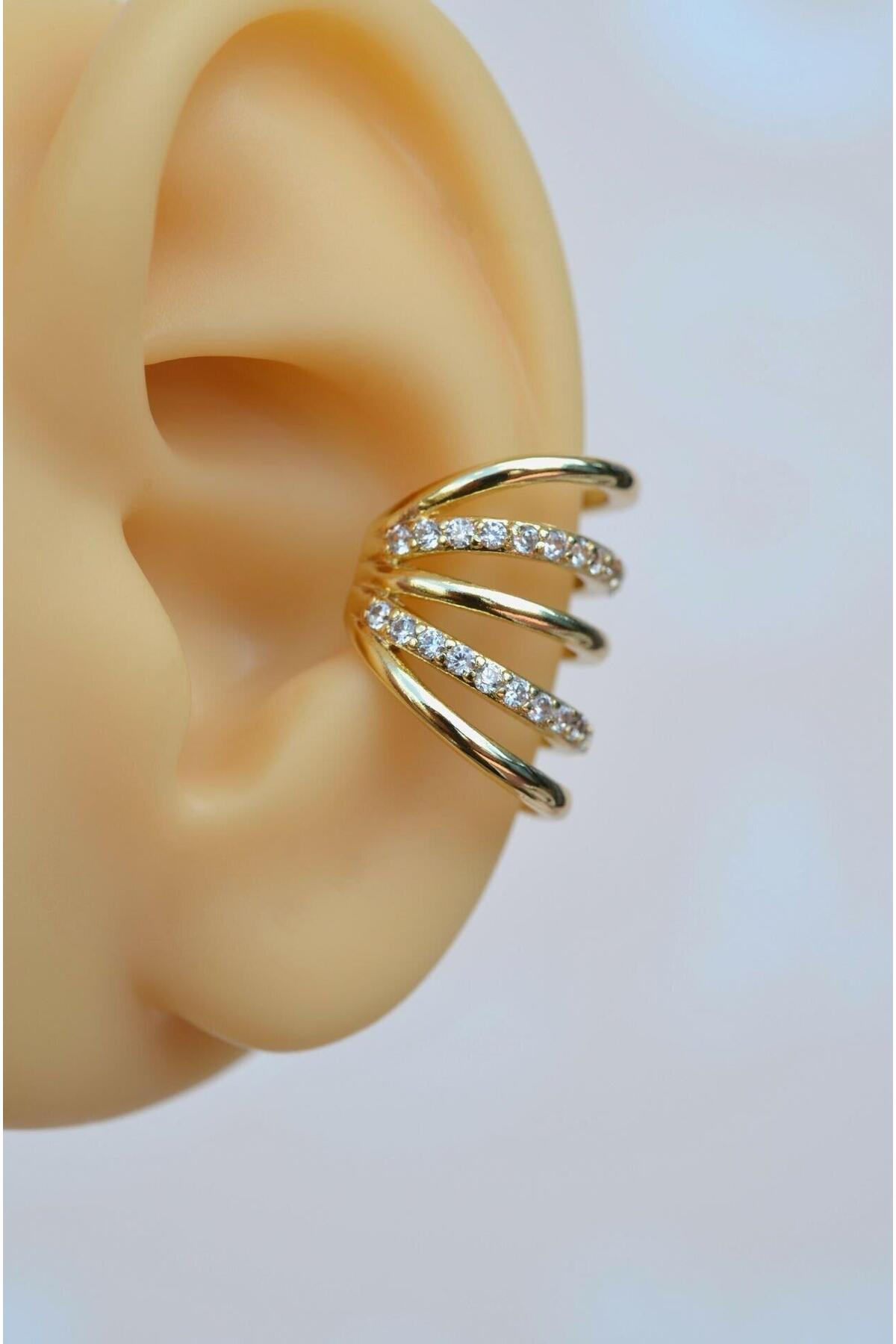 Sacce Scarves&Accessories Zirkon Taşlı Gold Çoklu Earcuff Sıkıştırmalı ...